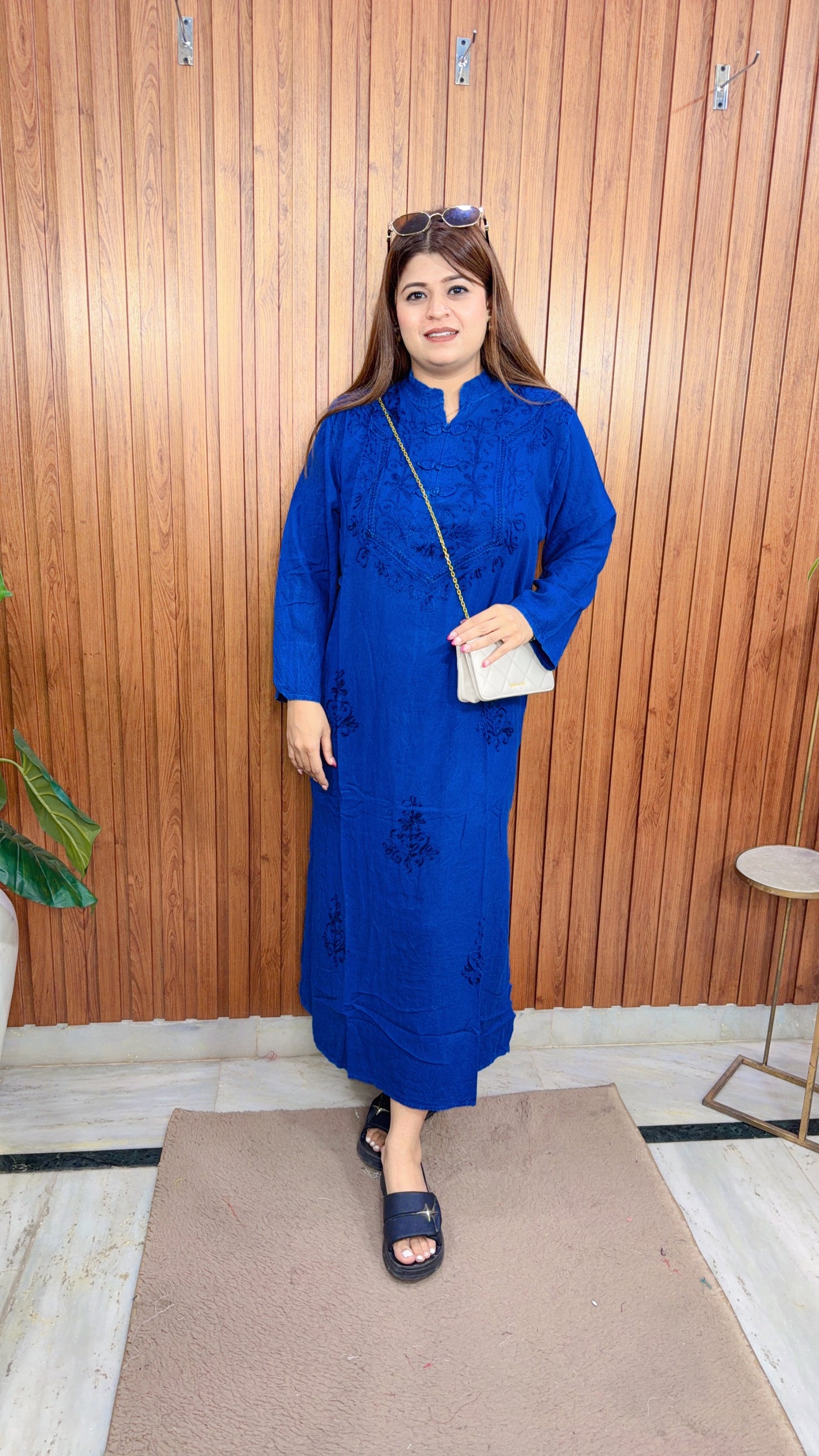 Marble Cotton Dress With slit