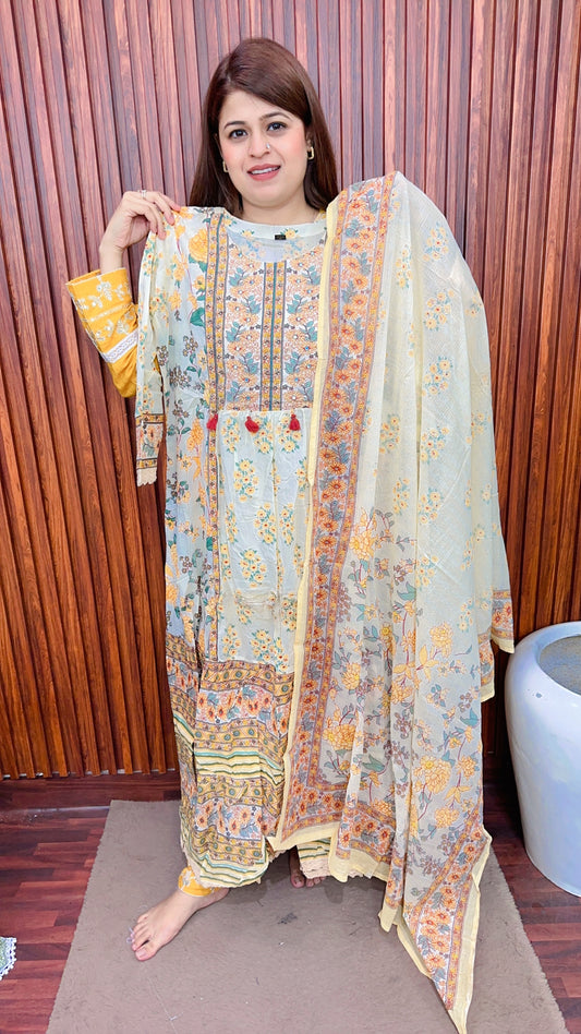 Cotton print Anarkali suit