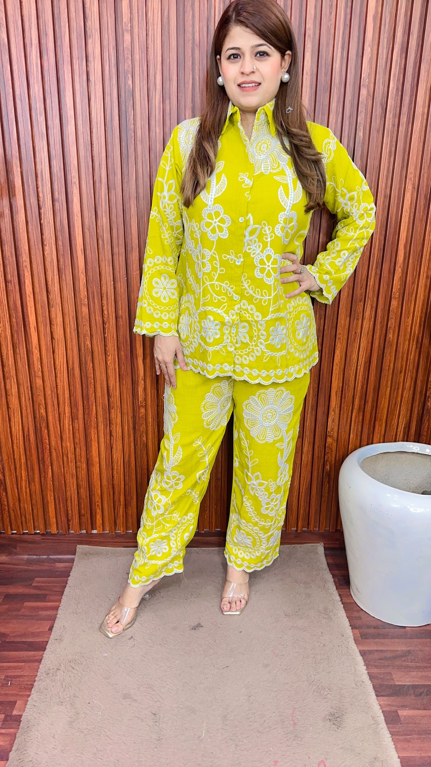 Chakri Thread work Cotton coord set