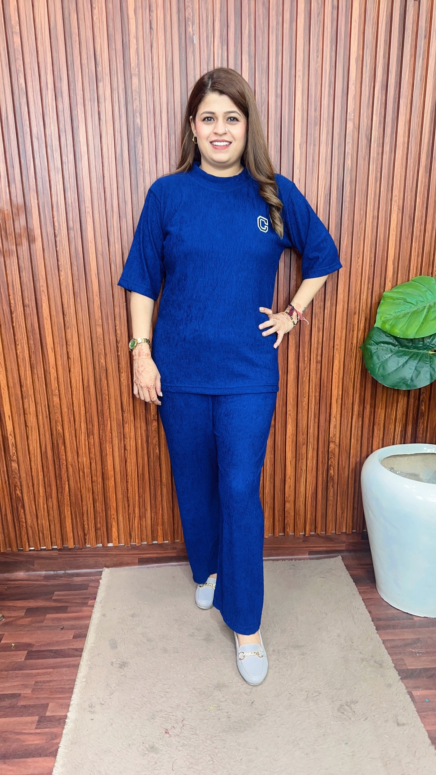 Round neck cotton Ribbed coord set