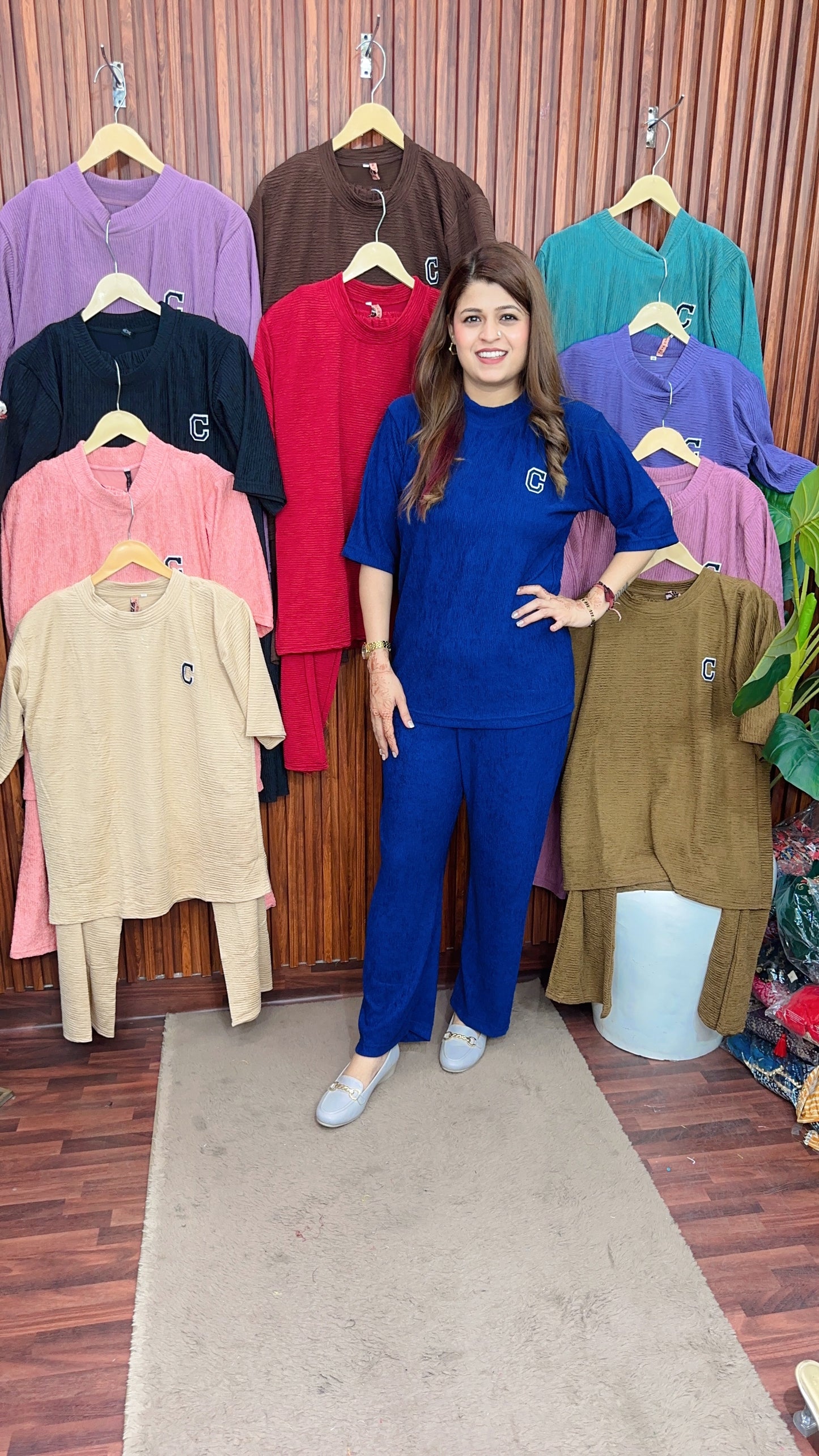 Round neck cotton Ribbed coord set