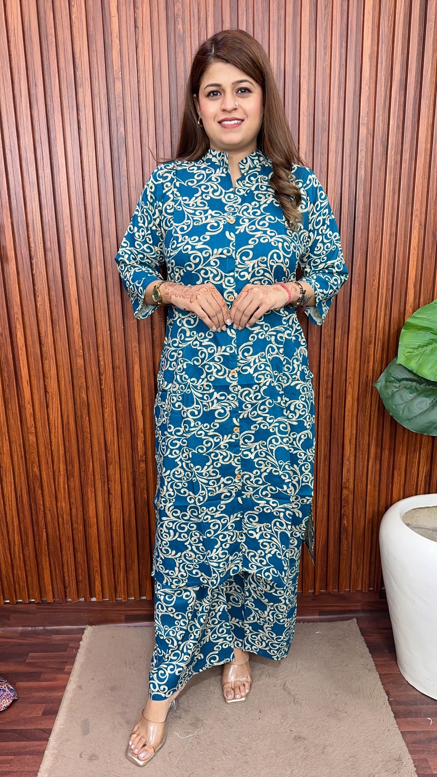 Straight Cotton Block Print Kurta Set