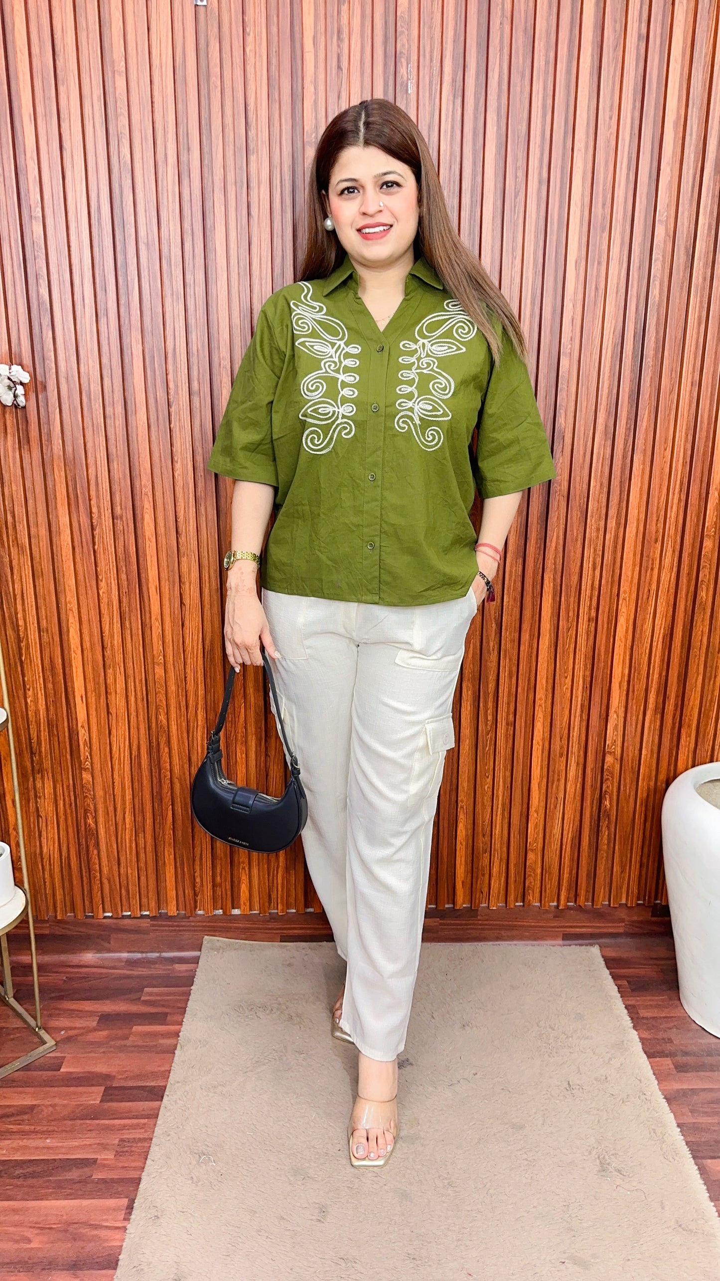 Cargo style White thread coord set