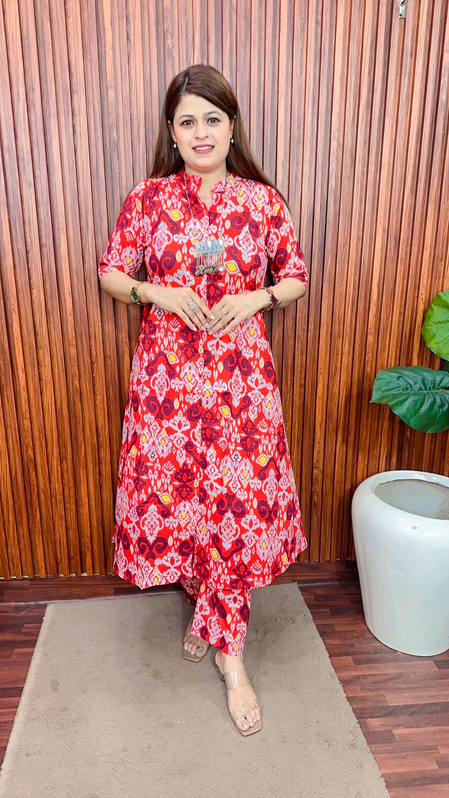 Ikkat Multi Cotton A line kurta set