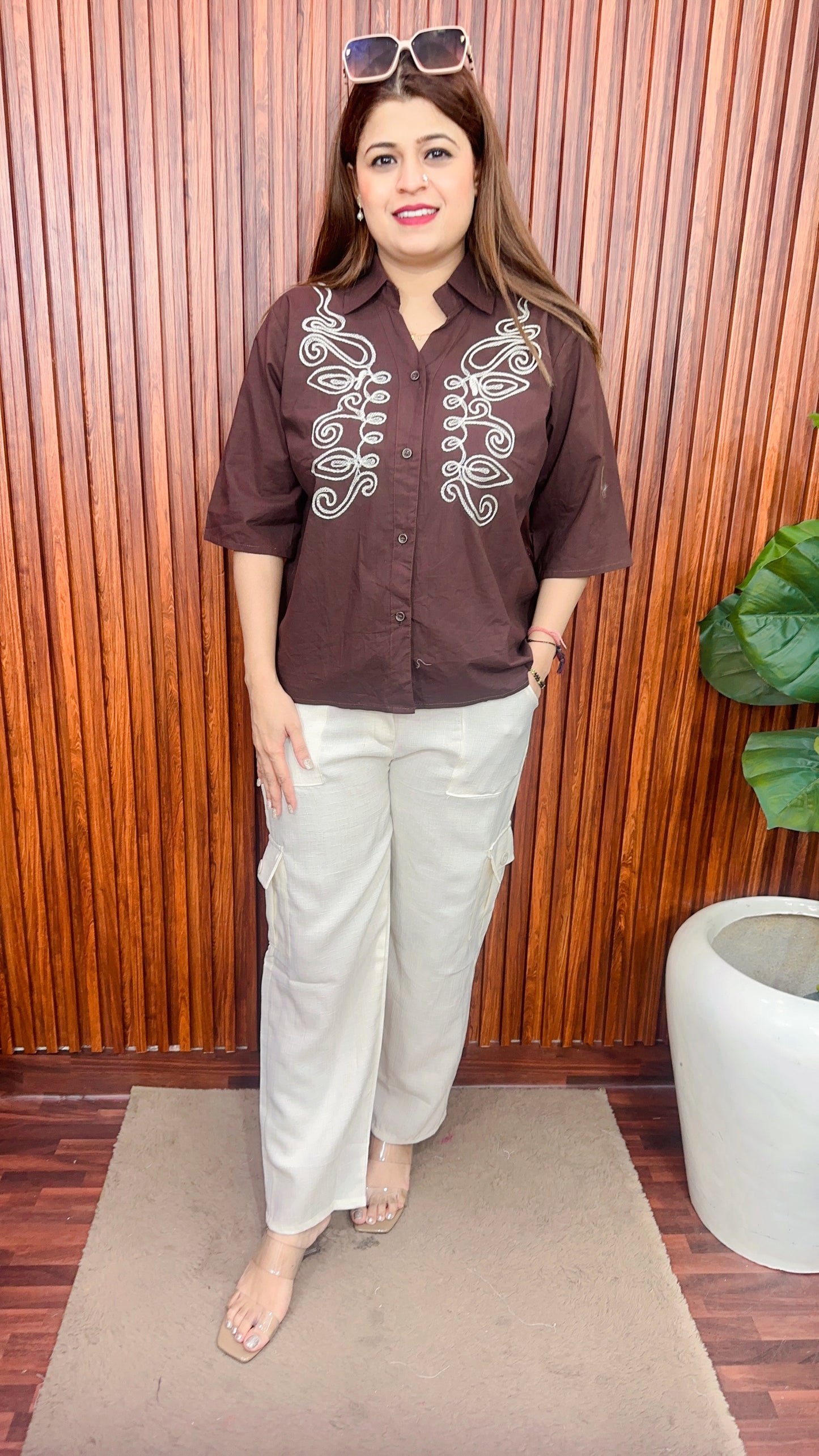 Cargo style White thread coord set