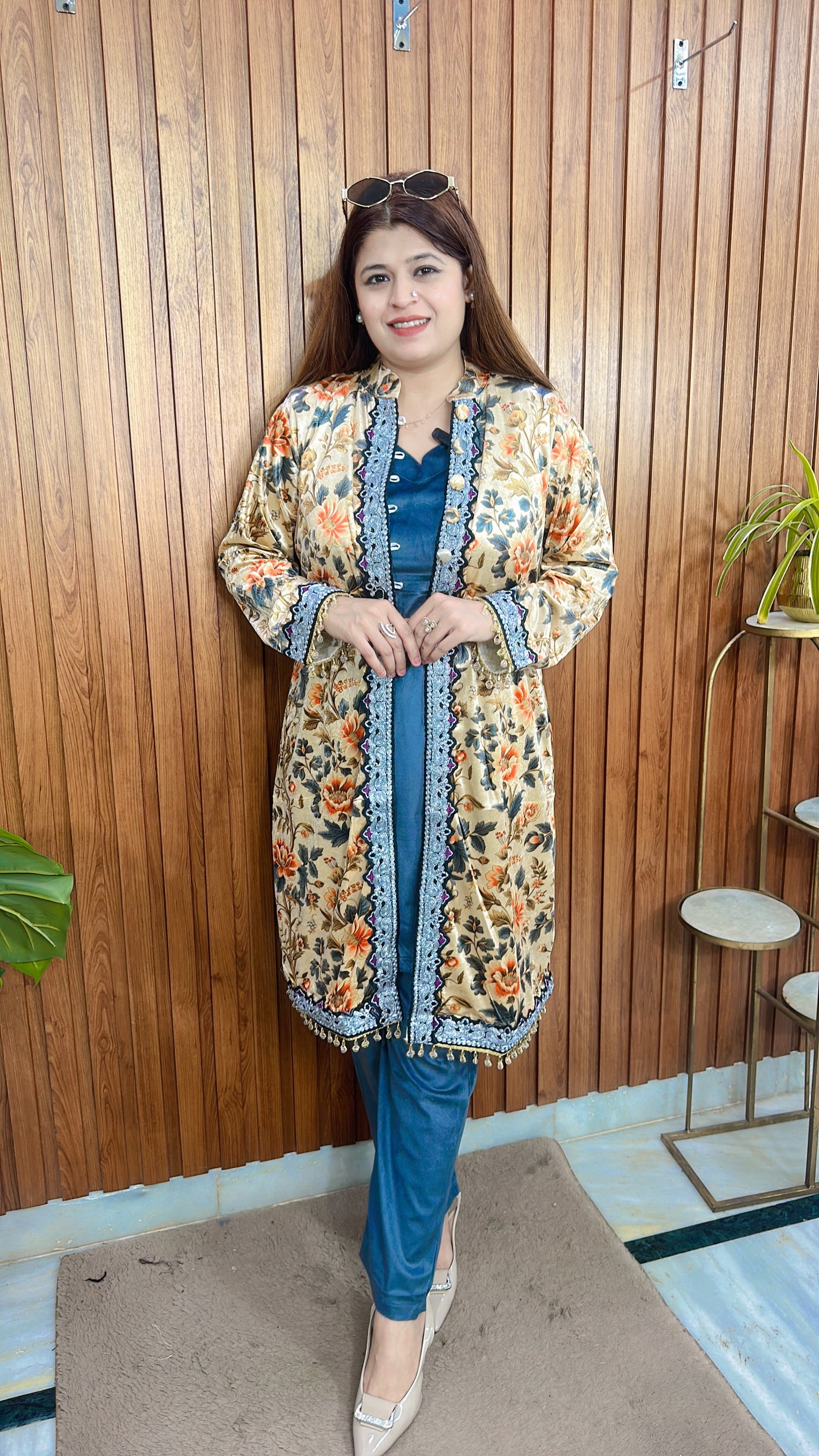 Digital Velvet Shrug Kurta Set