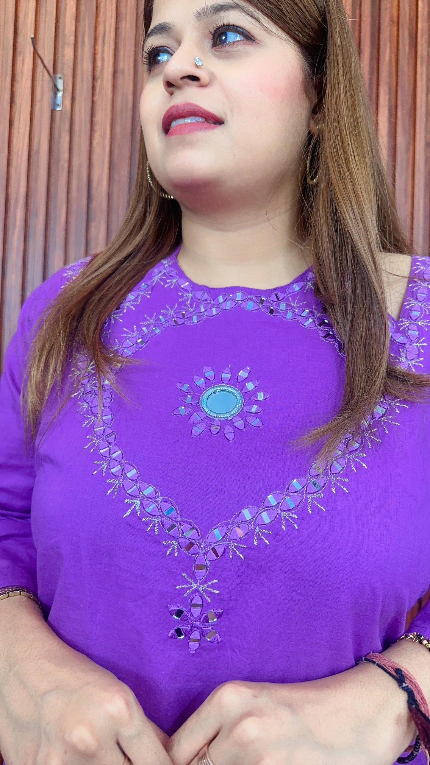 Halter neck embroidery coord set pure cotton