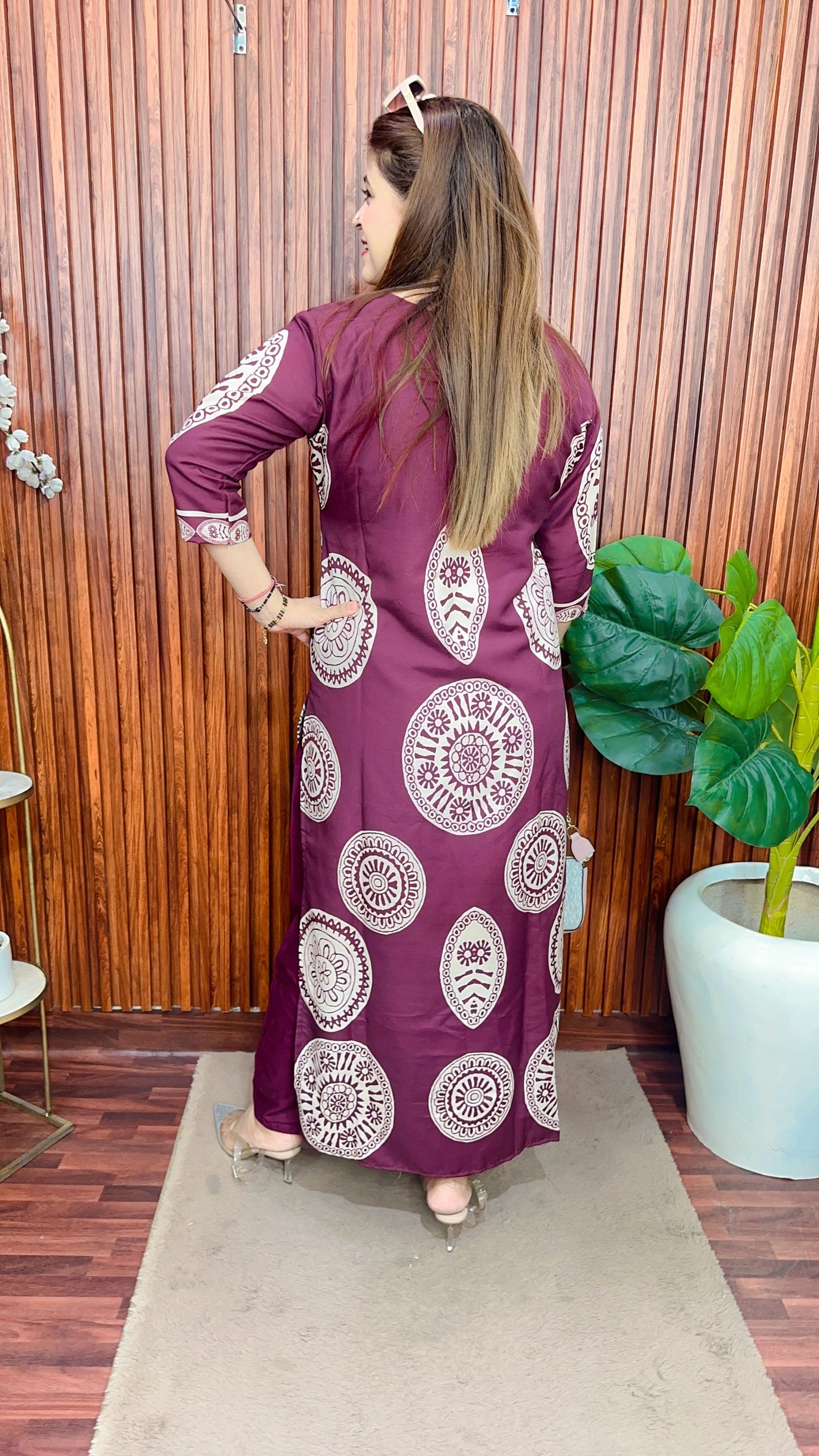 Chakri long cotton digital print kurta set