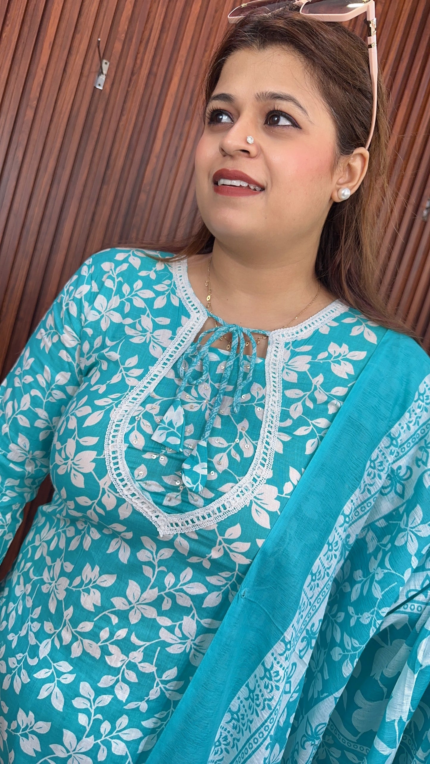 Oval Neck design cotton suit set