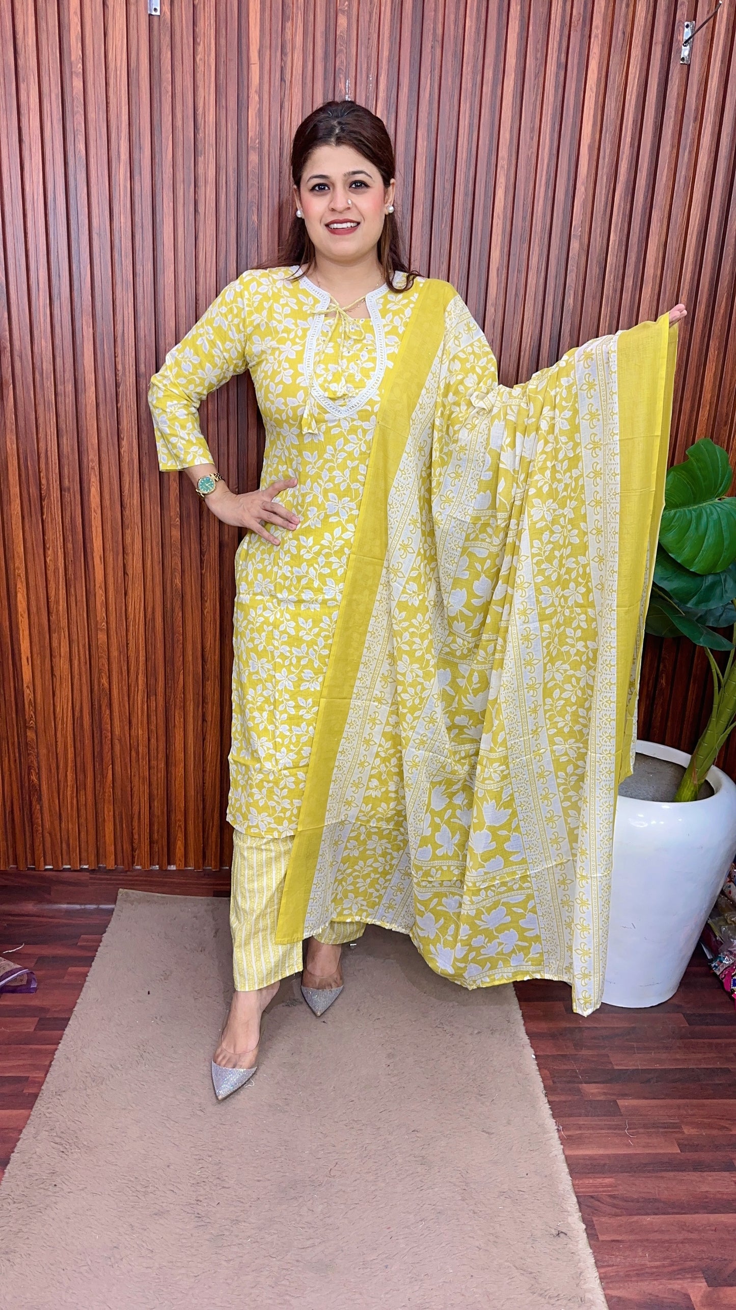 Oval Neck design cotton suit set
