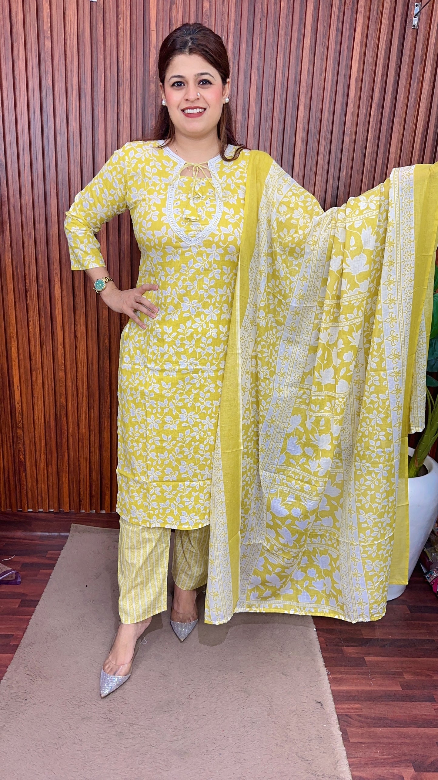 Oval Neck design cotton suit set