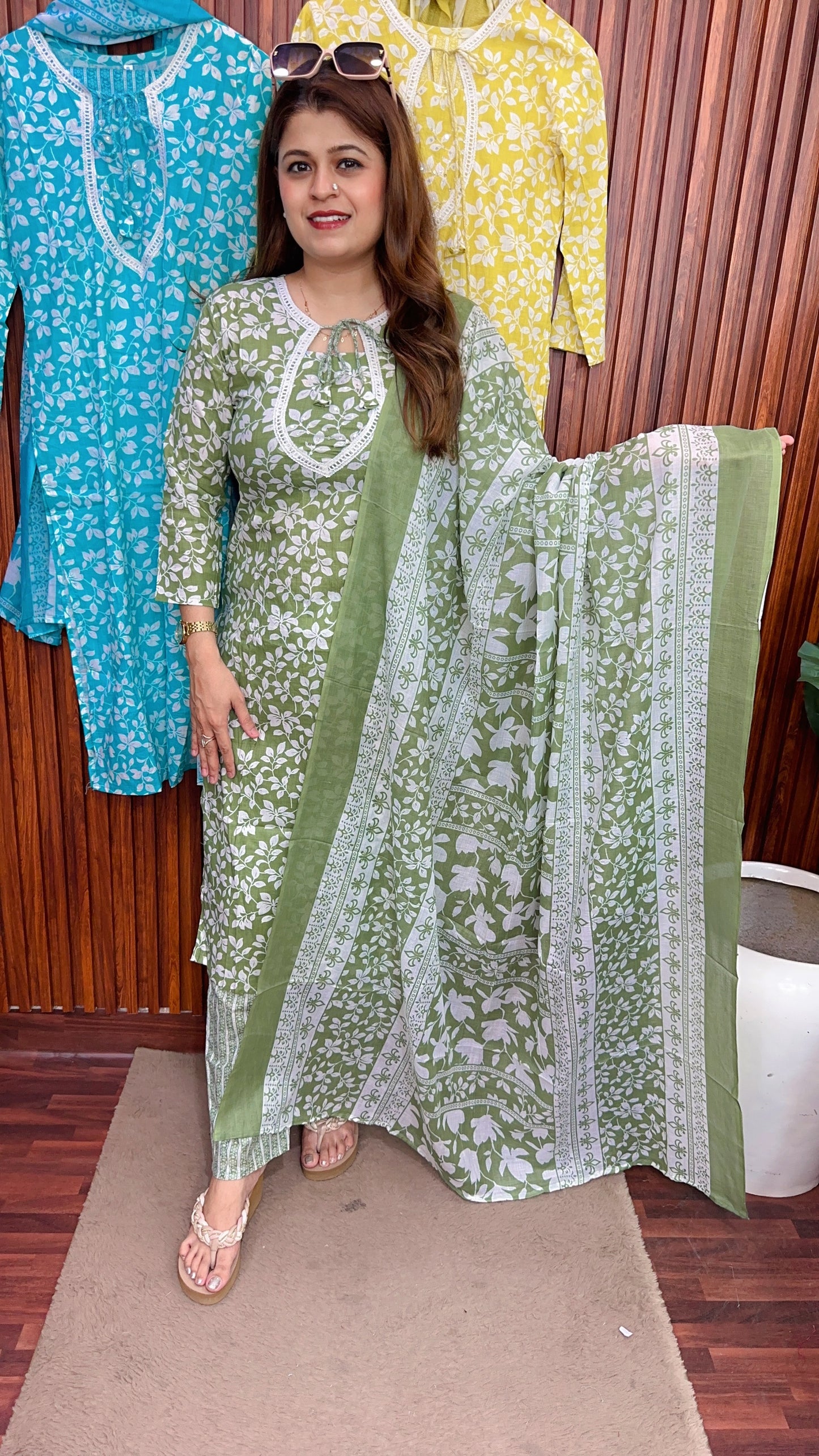 Oval Neck design cotton suit set