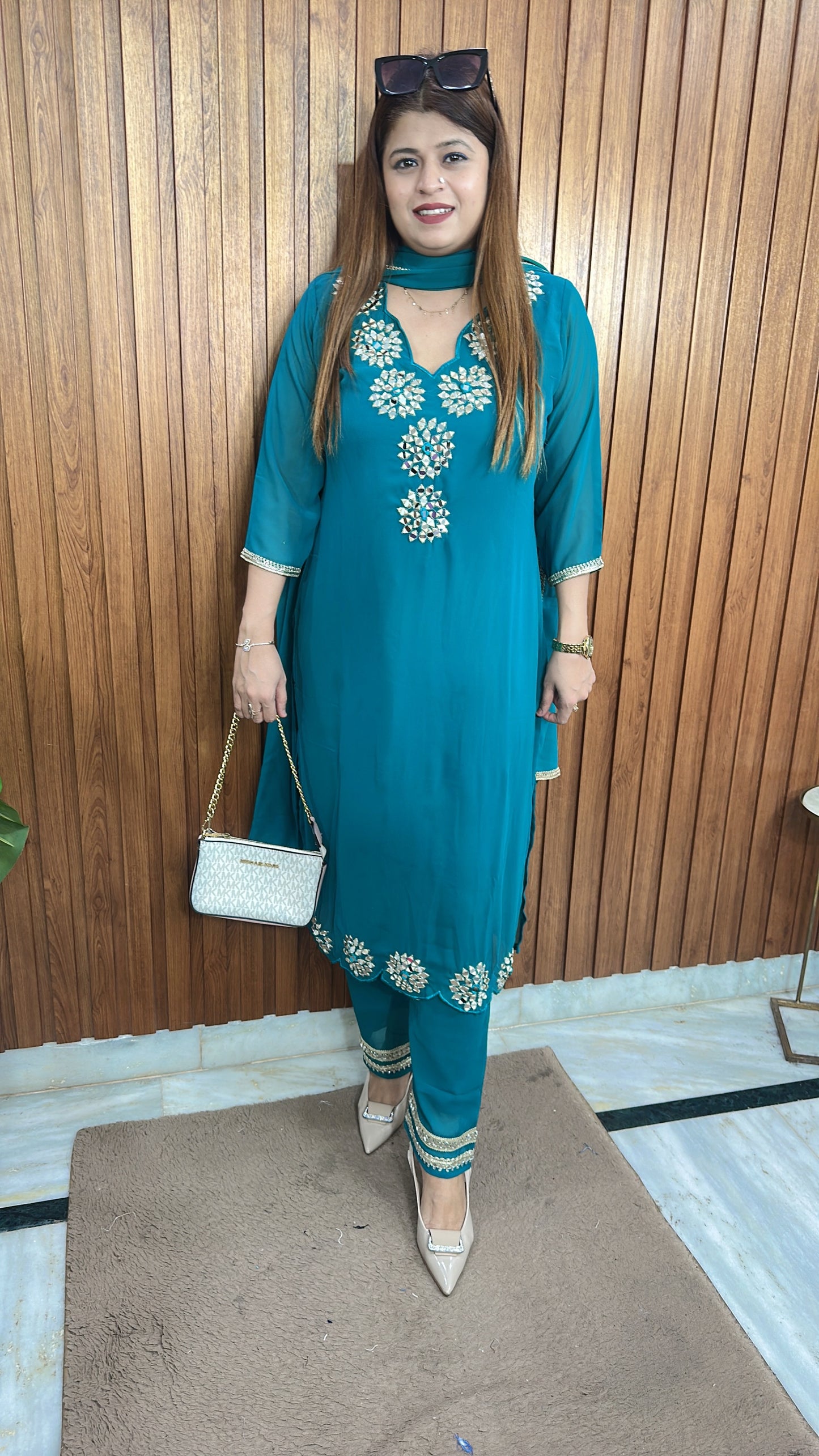 Mirror Glow Georgette Suit