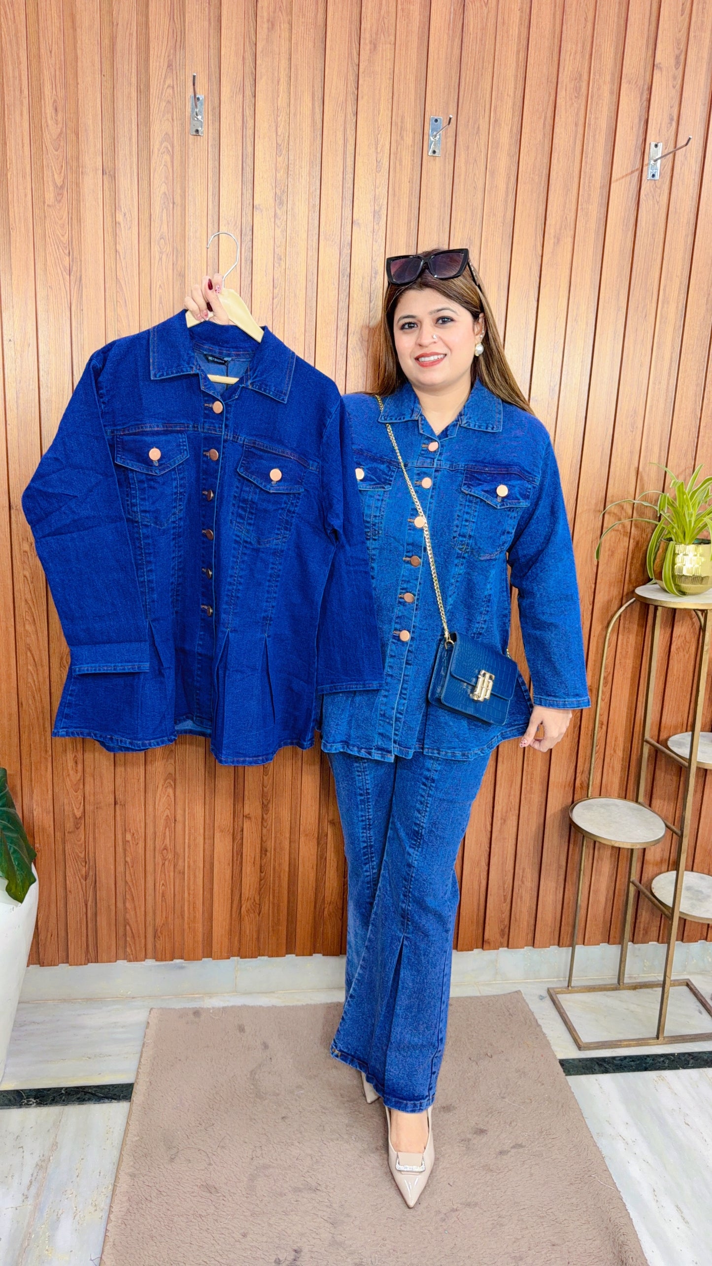 Denim Bell Bottom Style Coord Set