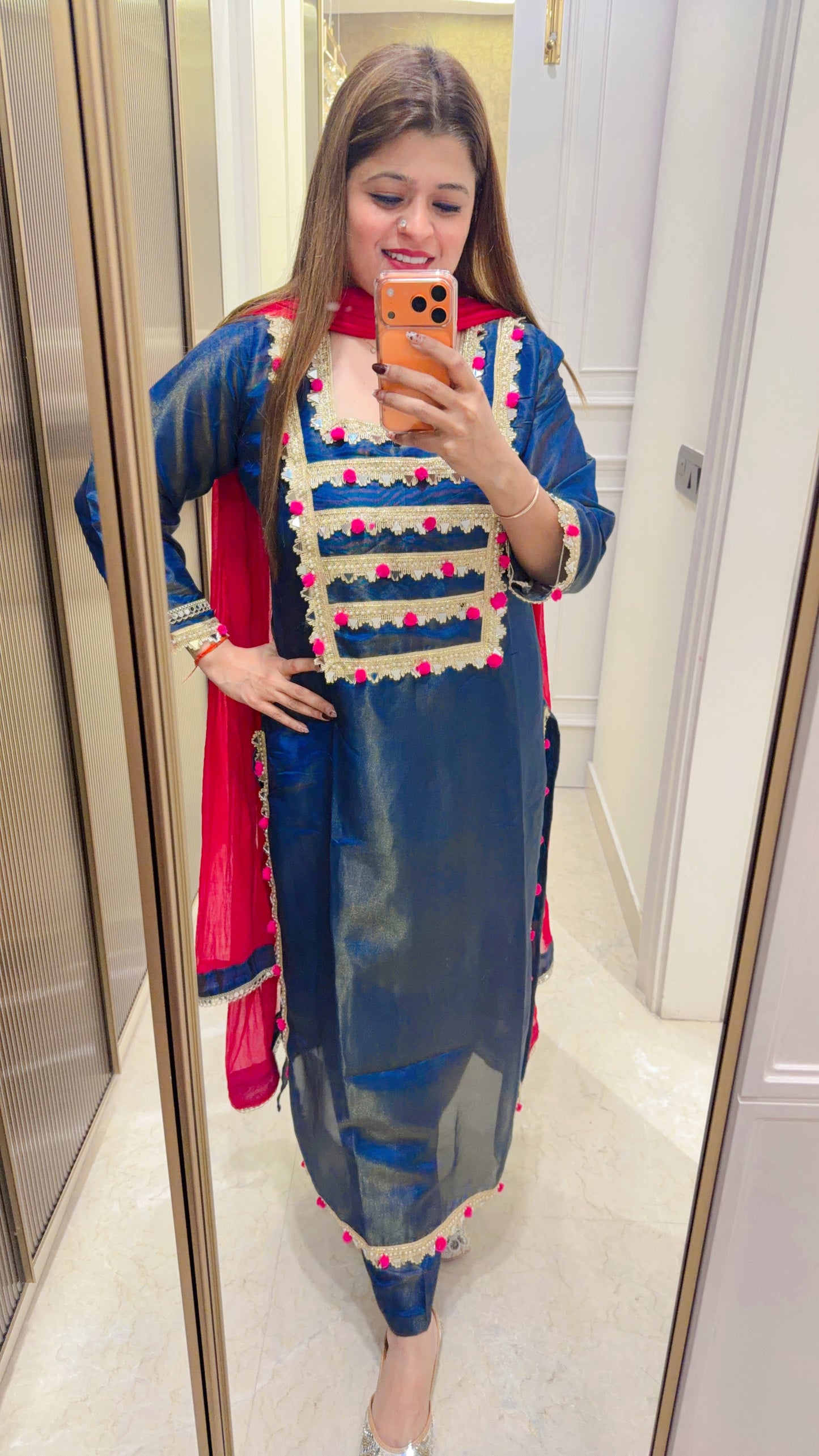 Shayna Shimmer cotton Suit