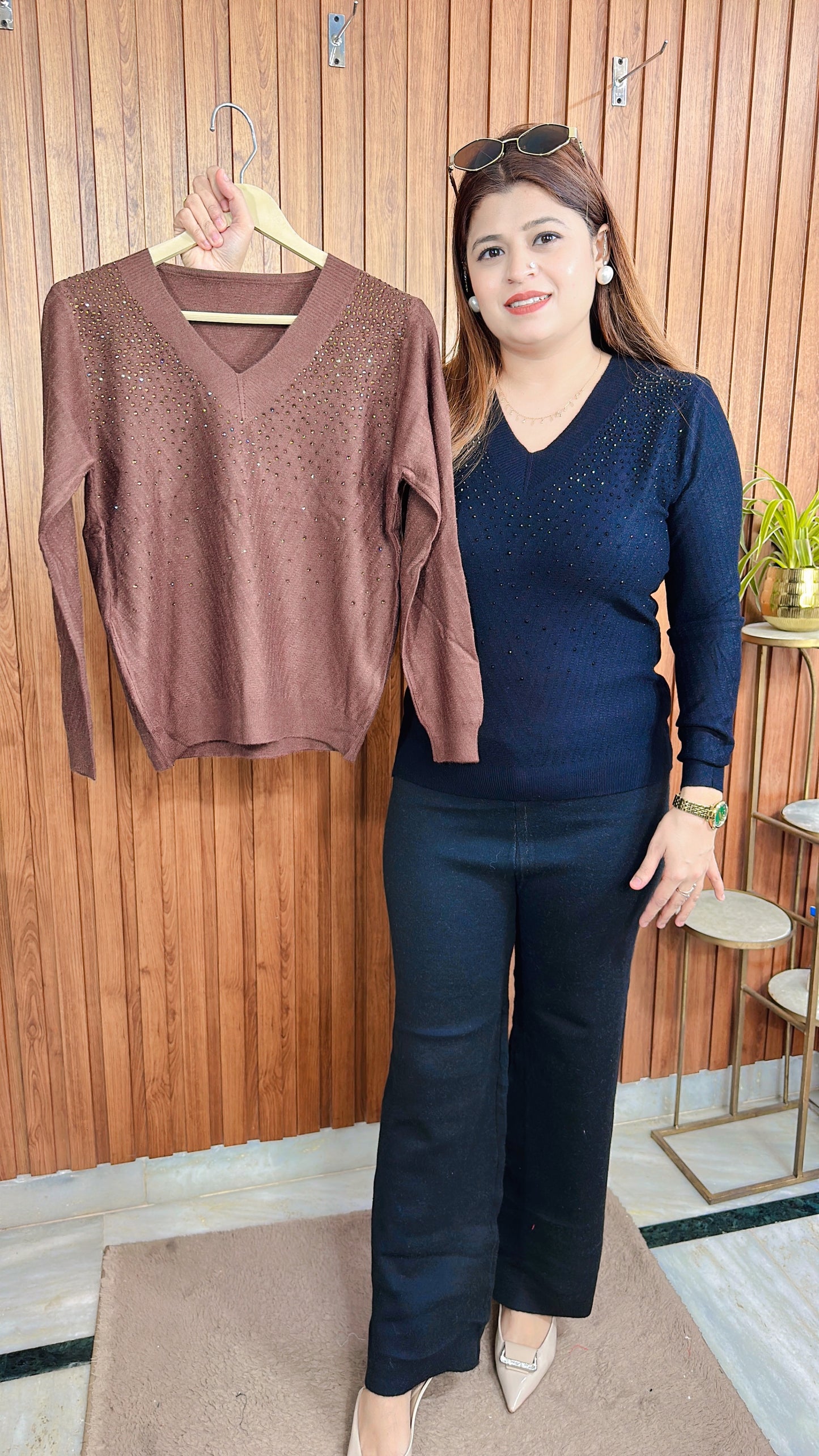 Rime Stone Knitted Tops