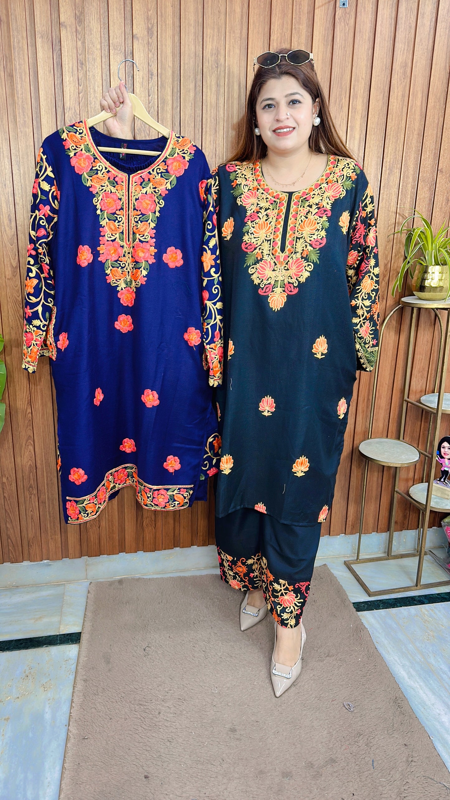 Premium Pashmina Embroidery Phiran Kurta Set