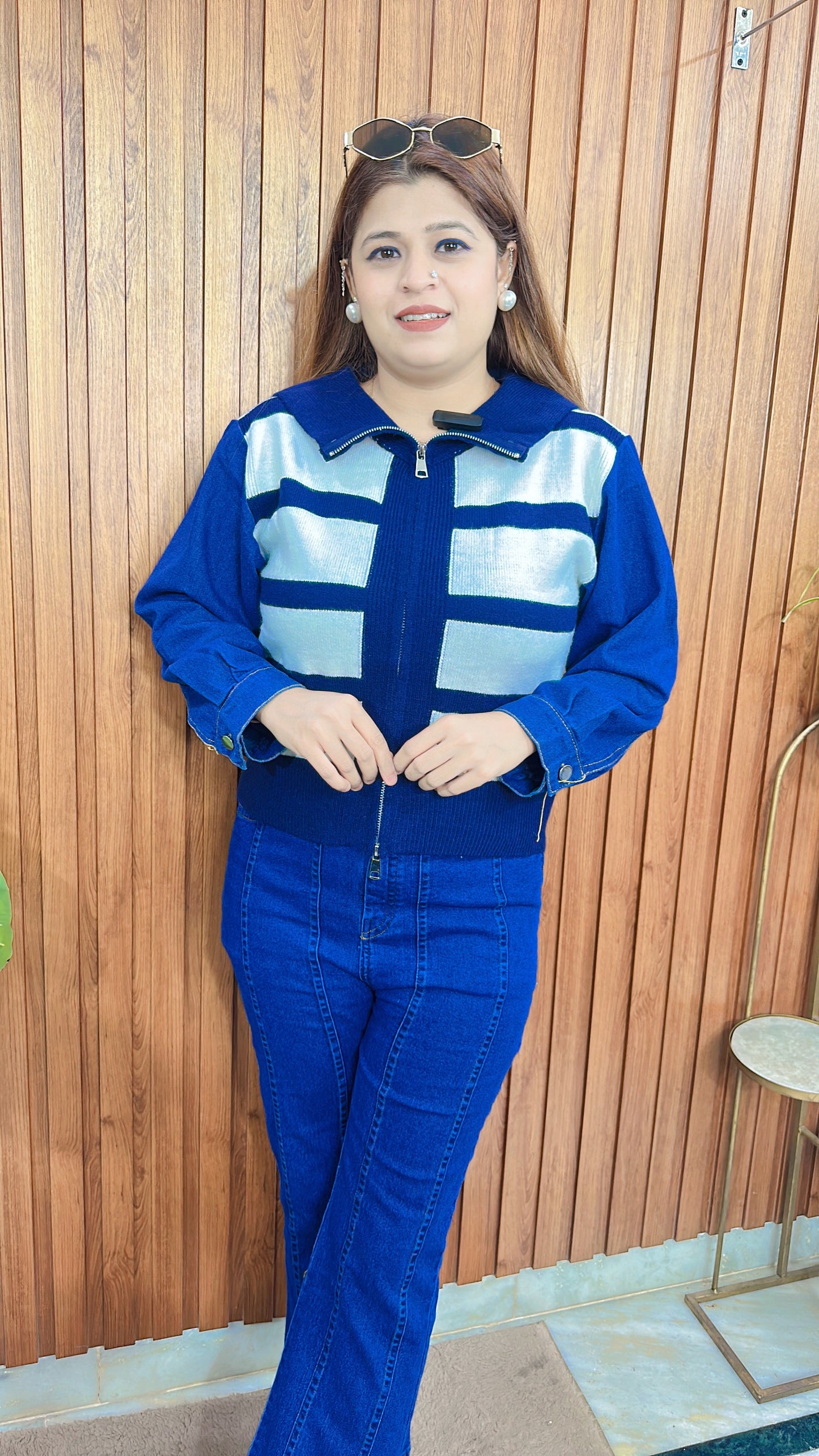 Denim Sleeves Woolen top