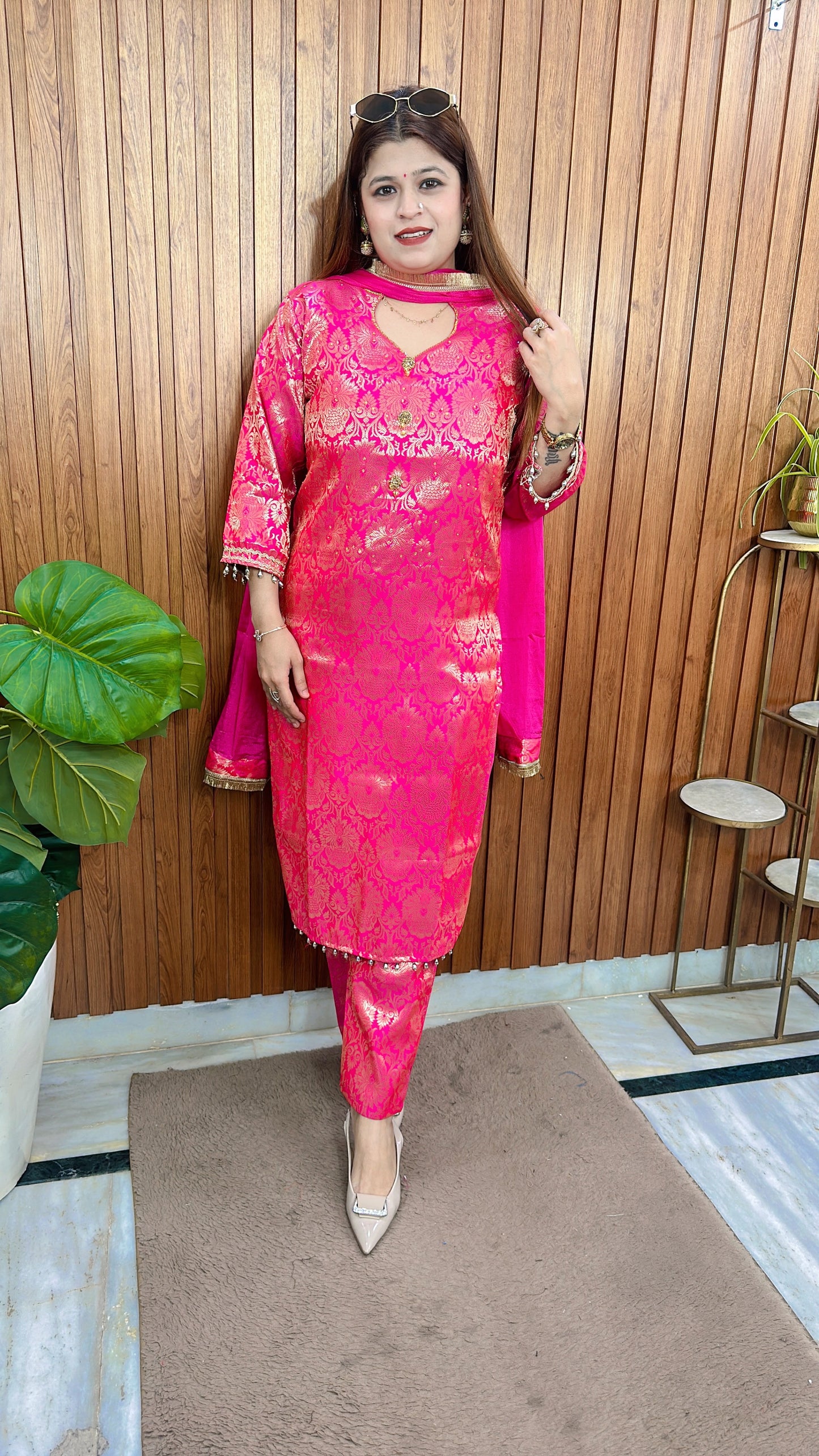 Sunehri Brocade Silk Suit