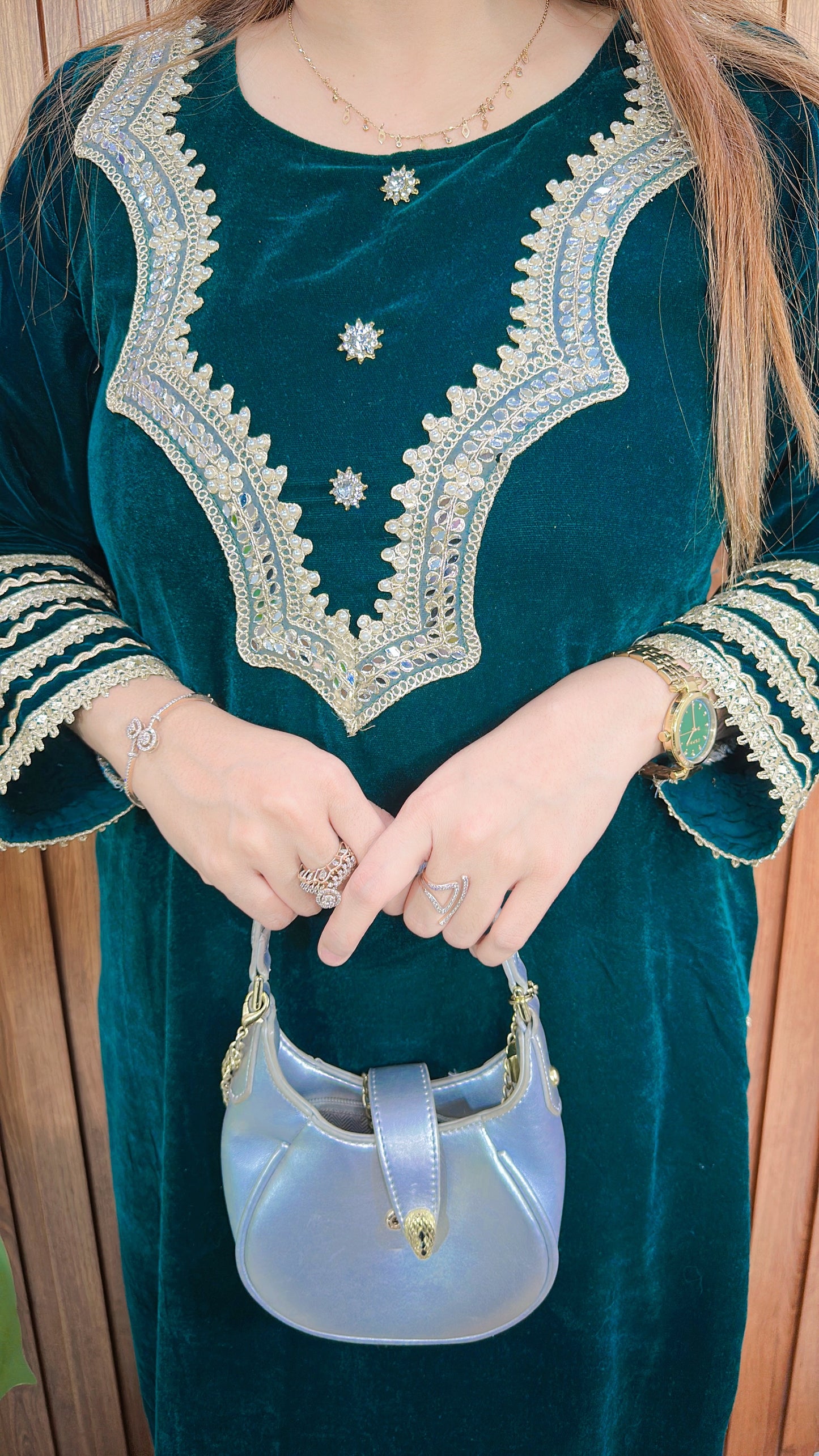 Aarzoo Emerald Velvet Kurta Set