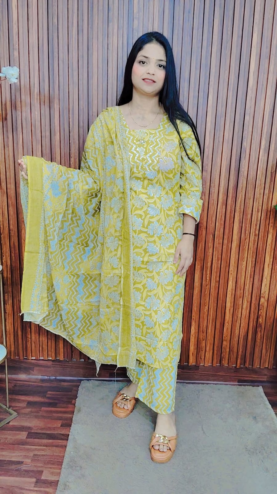 Summer V neck pure cotton suit set