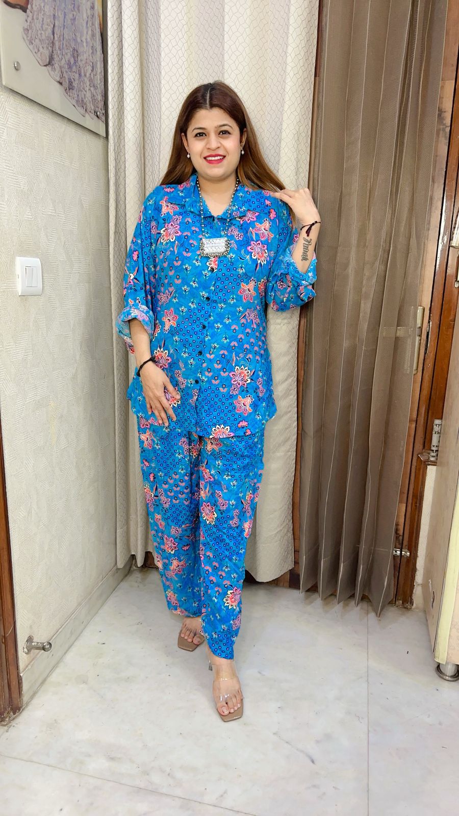 Stylish cotton printed coord set