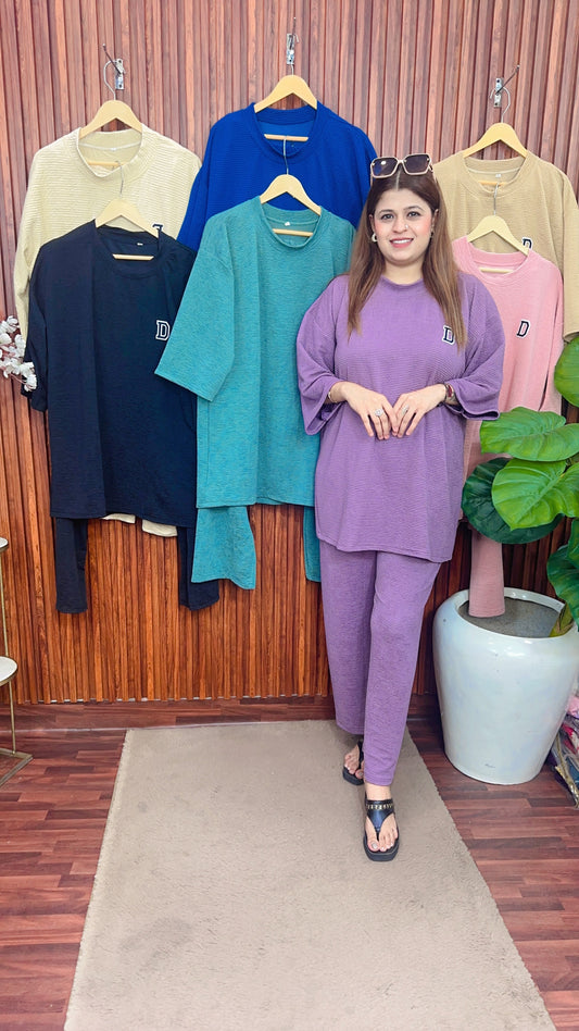 Plus size ribbed fabric coord set