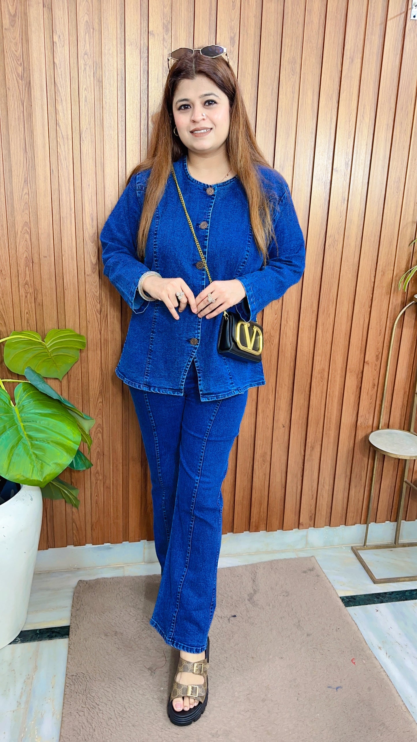 U neck Denim Coord set