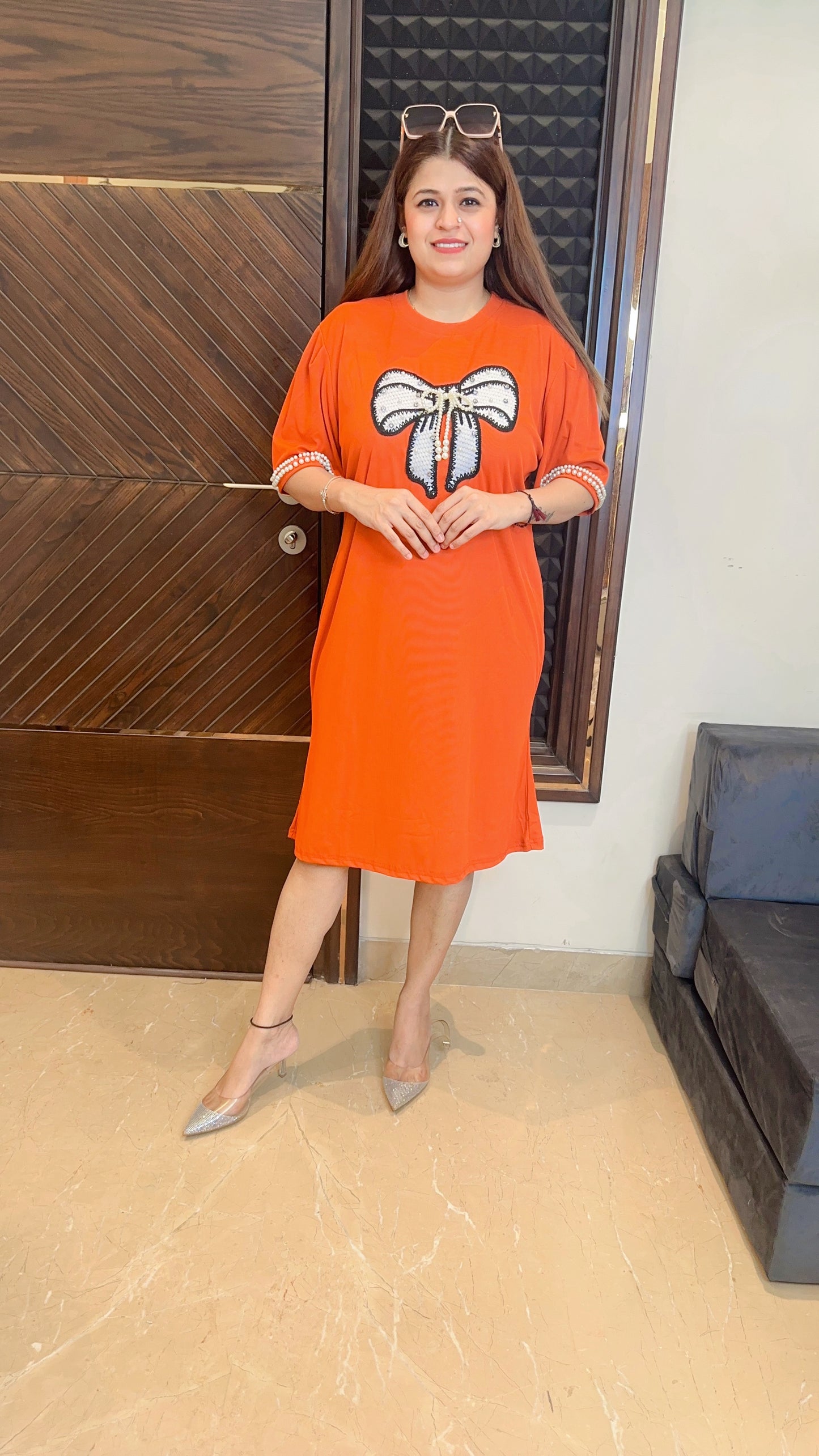 Pearl Lycra Bow Dress