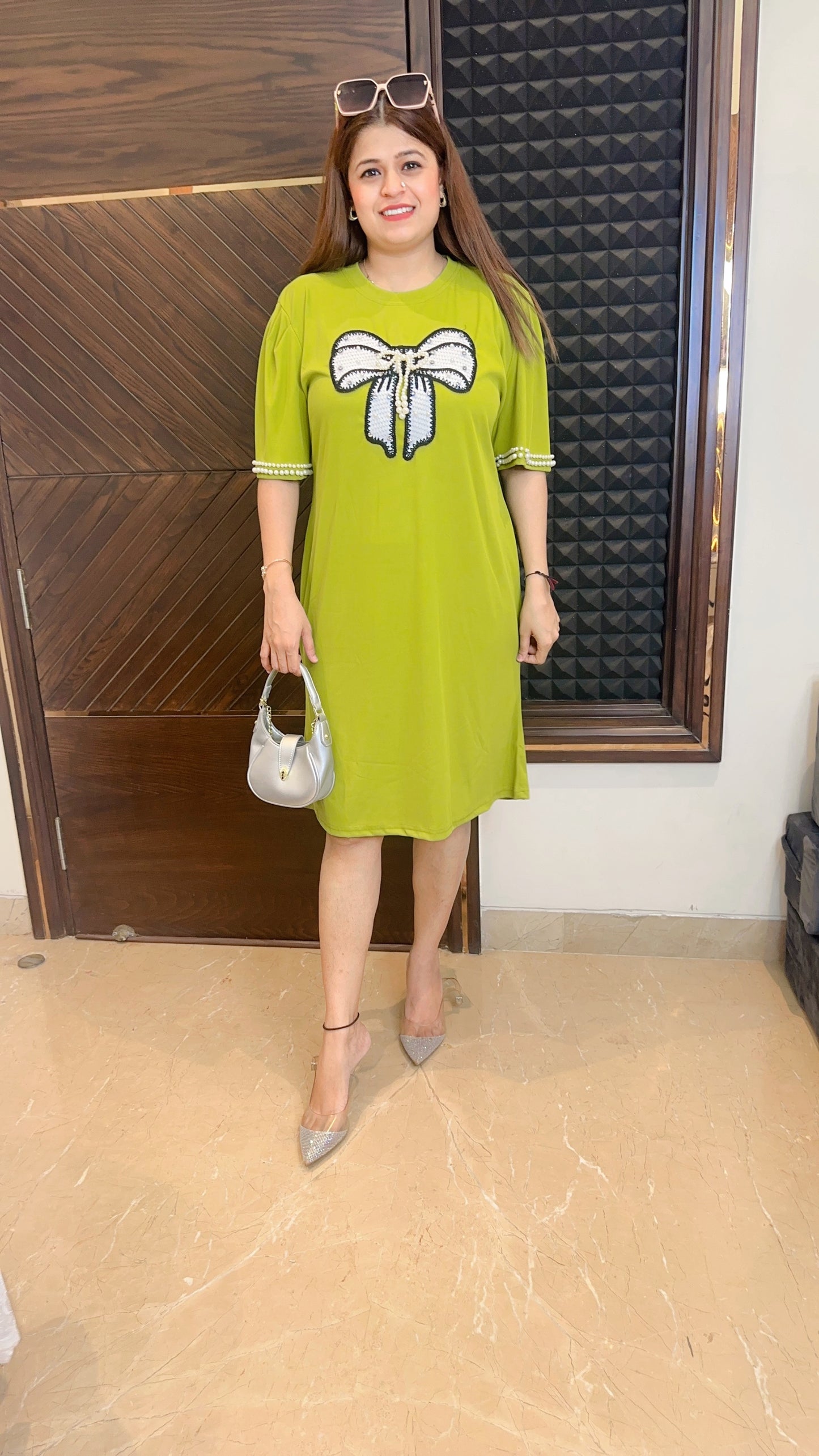 Pearl Lycra Bow Dress