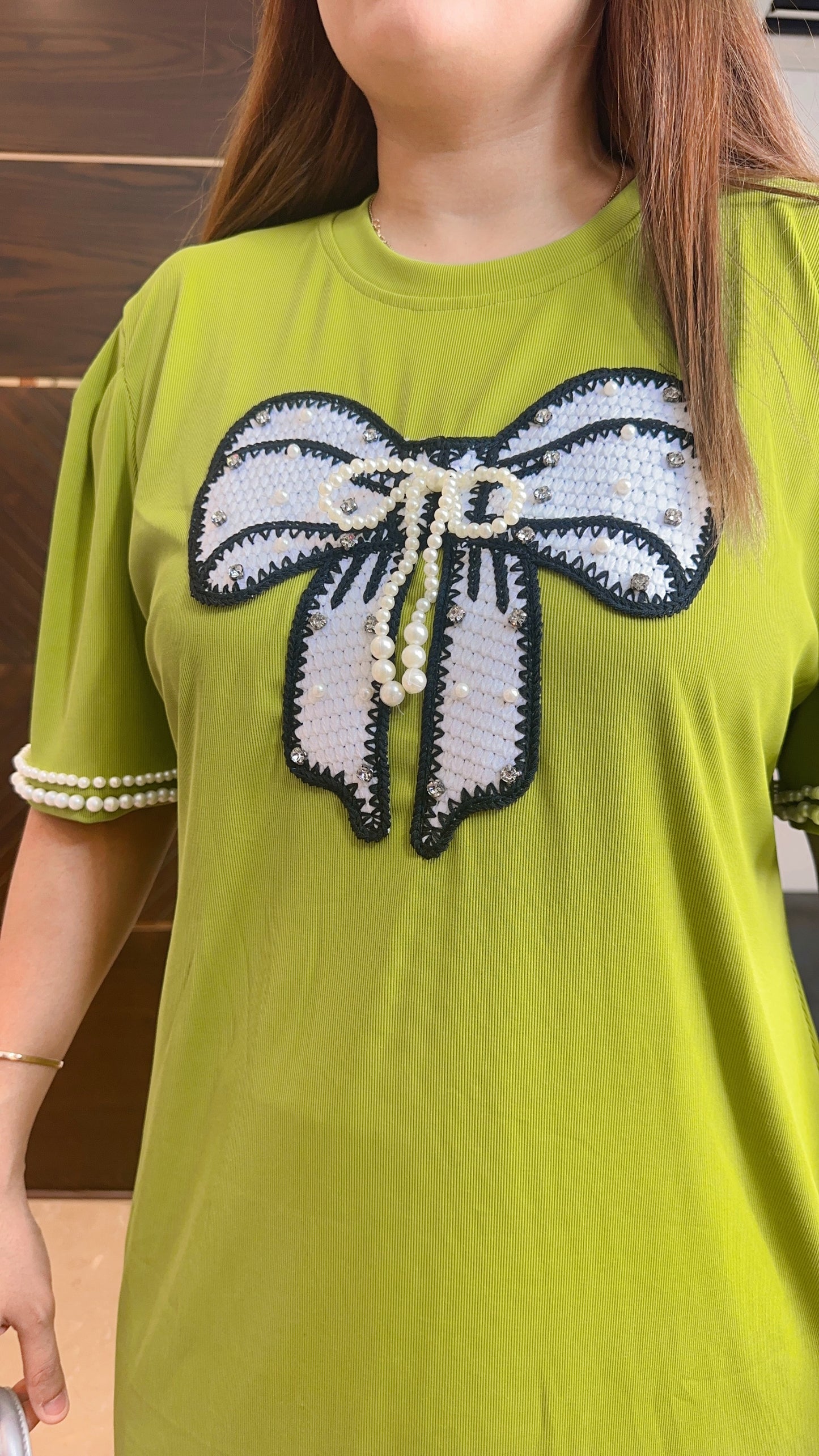 Pearl Lycra Bow Dress