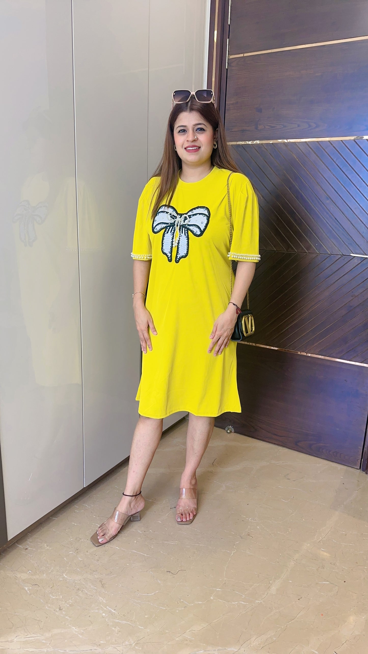 Pearl Lycra Bow Dress