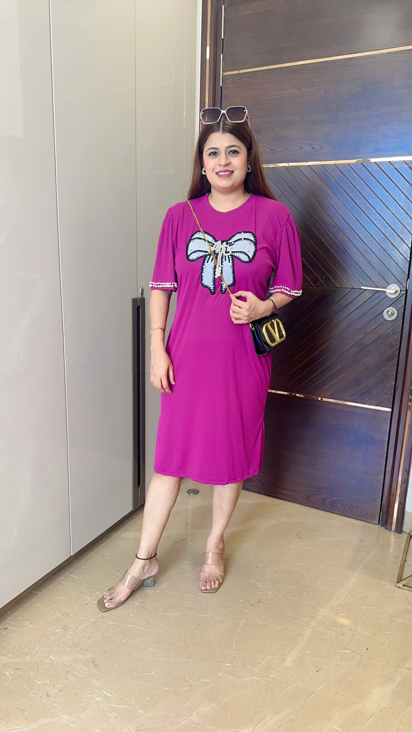 Pearl Lycra Bow Dress