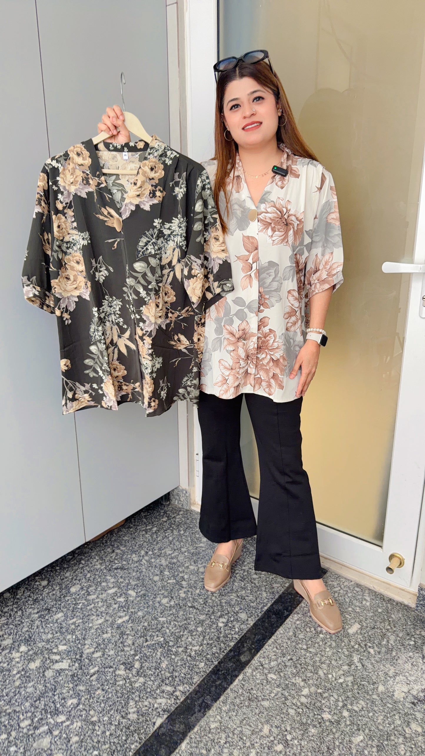 Floral Printed Crepe Tops