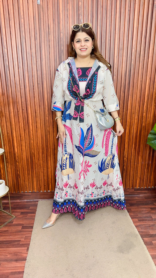 Speghetti Dress with shrug cotton linen