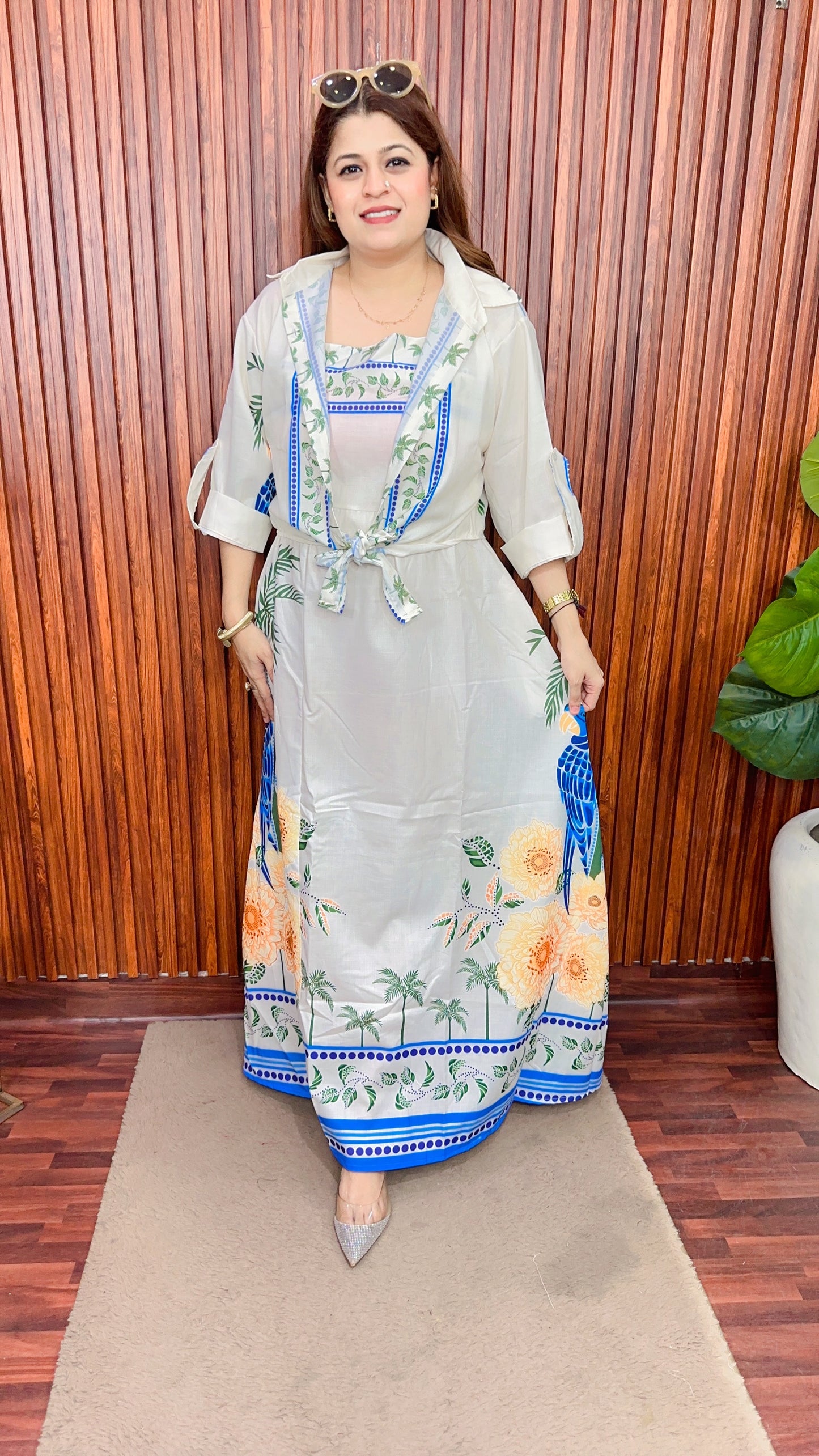 Speghetti Dress with shrug cotton linen