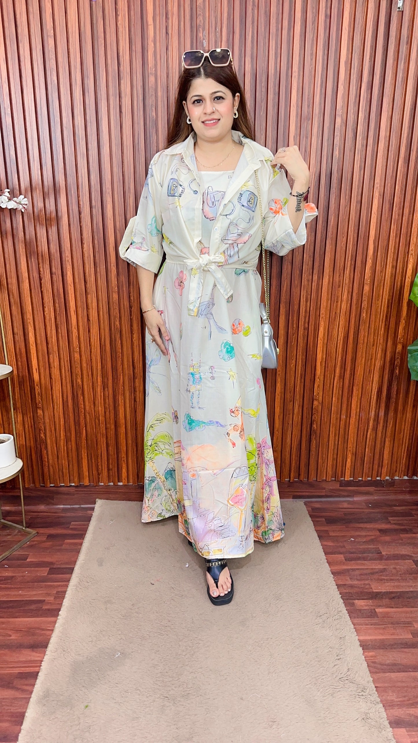 Speghetti Dress with shrug cotton linen