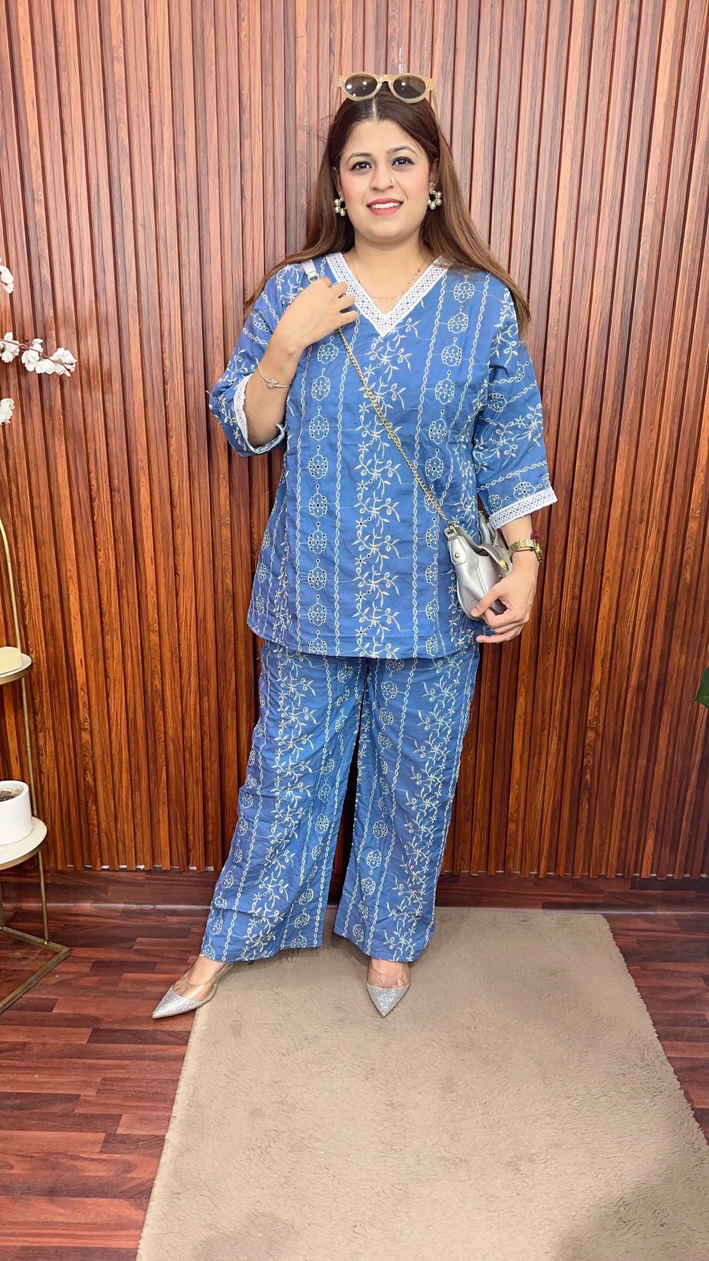 V neck pure cotton Schifli coord set