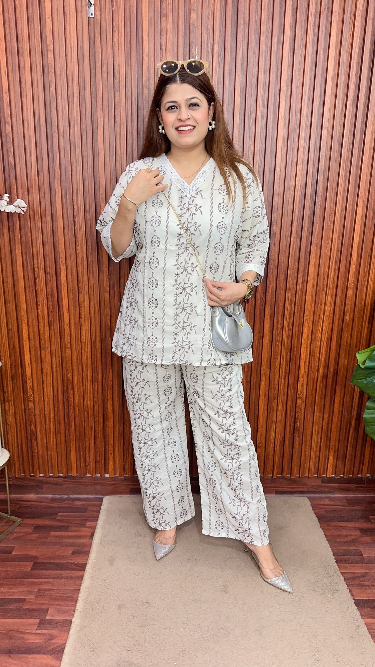 V neck pure cotton Schifli coord set