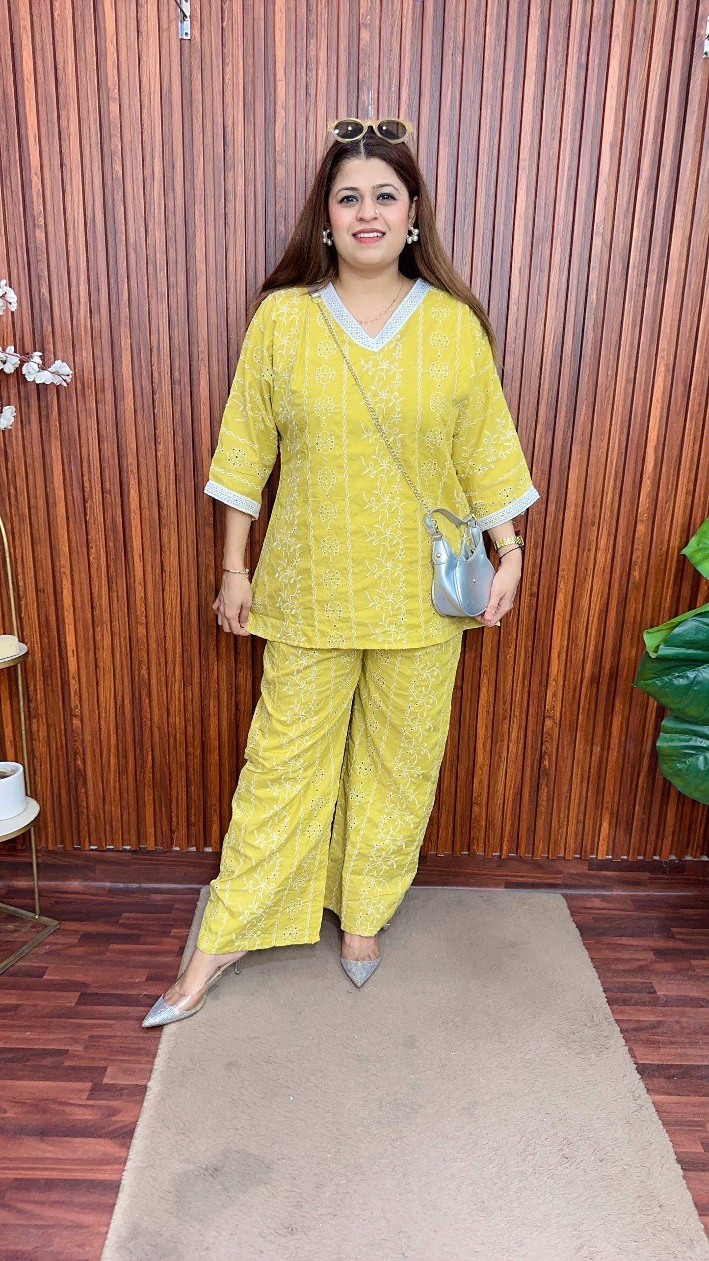 V neck pure cotton Schifli coord set