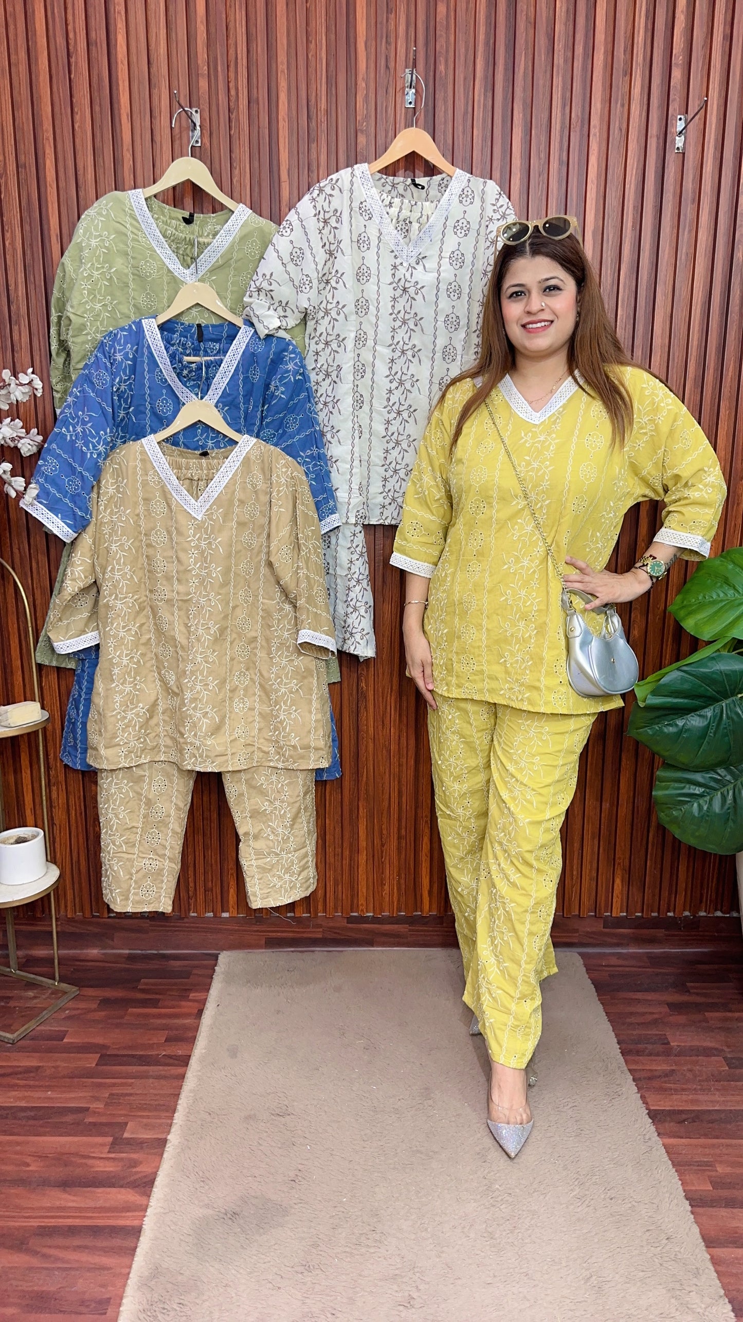 V neck pure cotton Schifli coord set