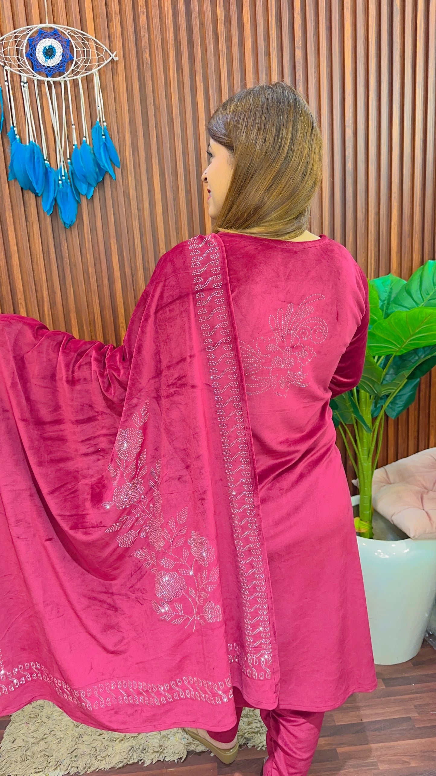Floral Servoski Velvet Suit Set