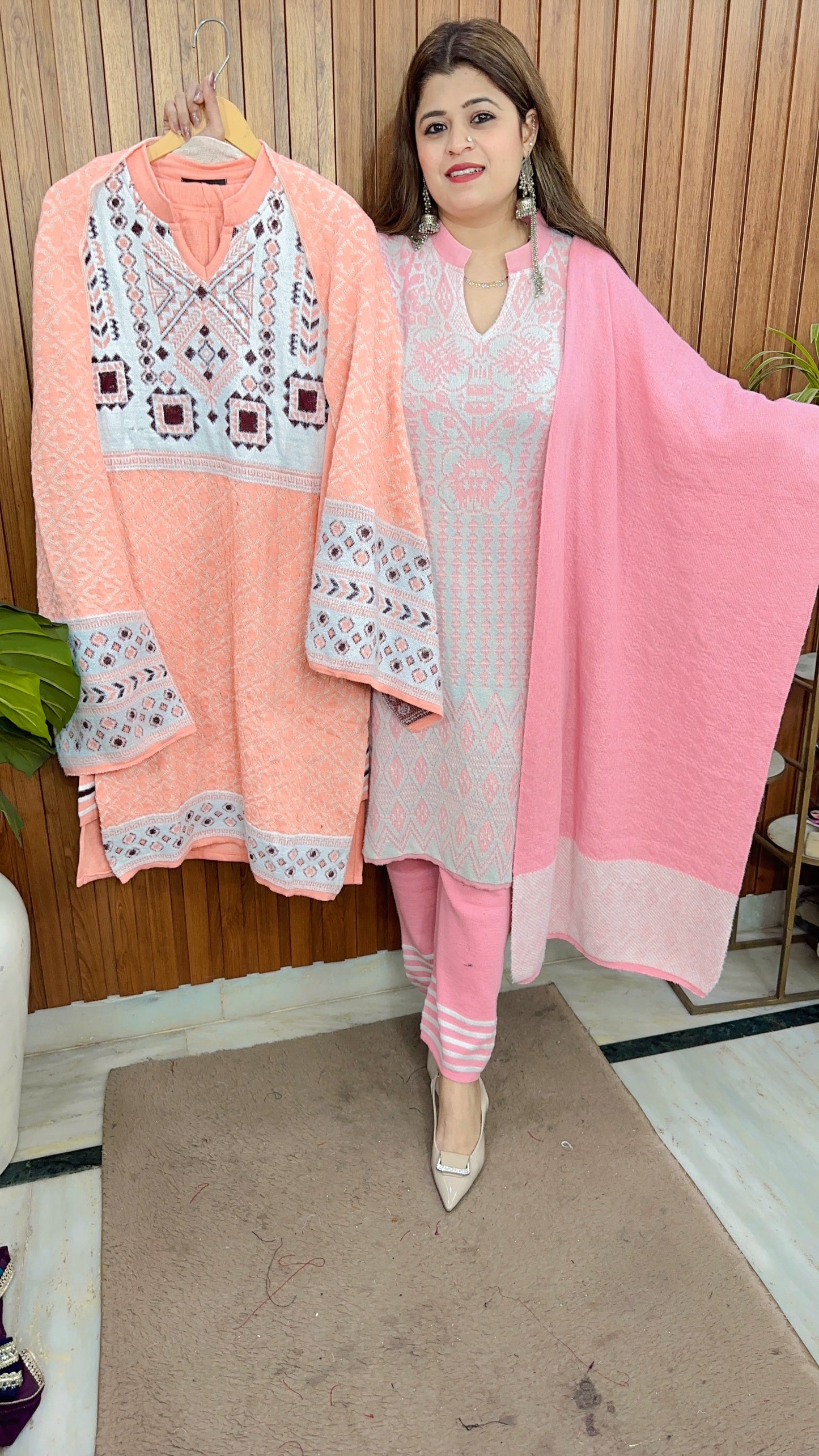 Woolen Knitted Warm Kurta Set