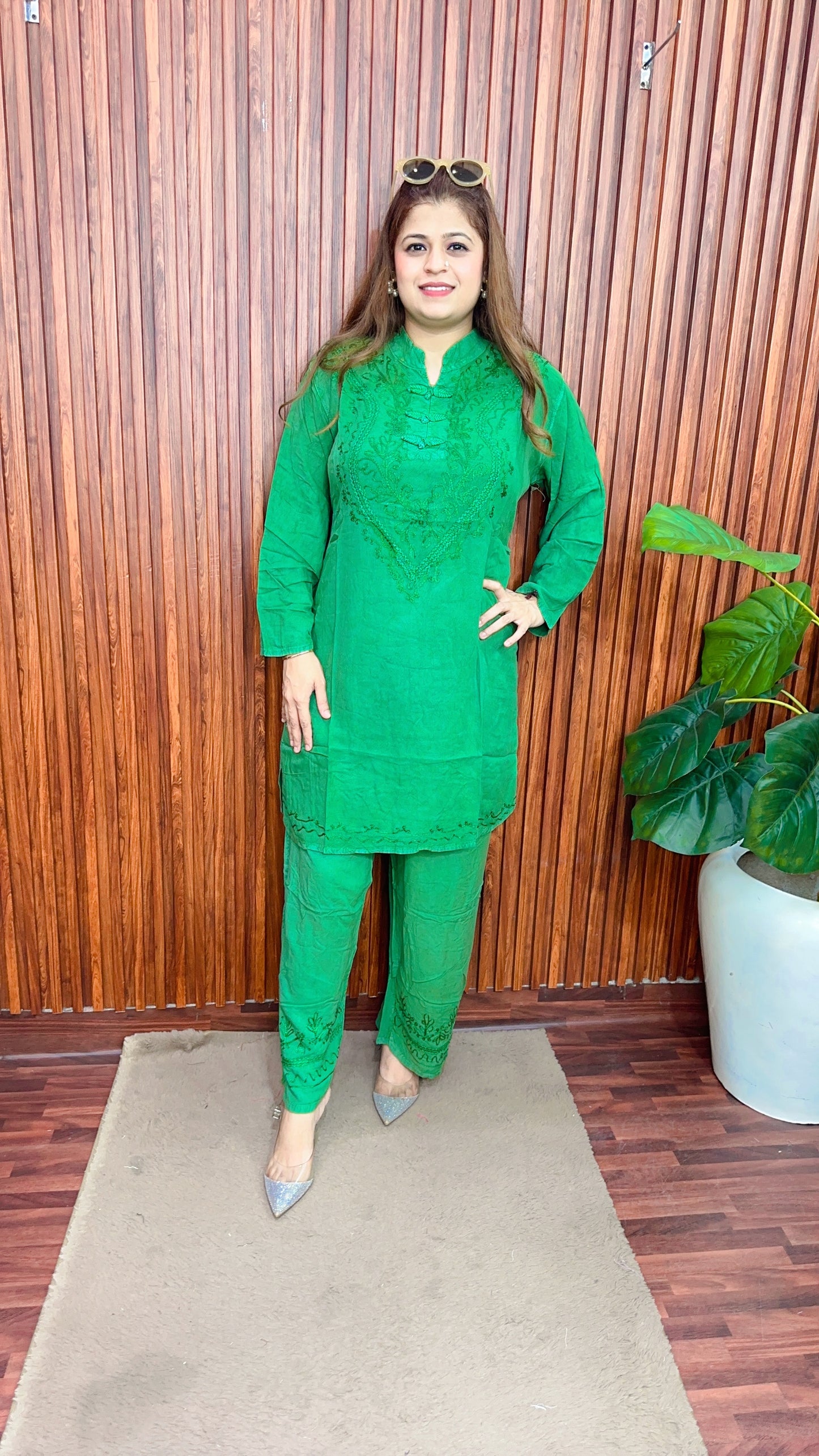 Premium cotton marble Lakhnavi coord set