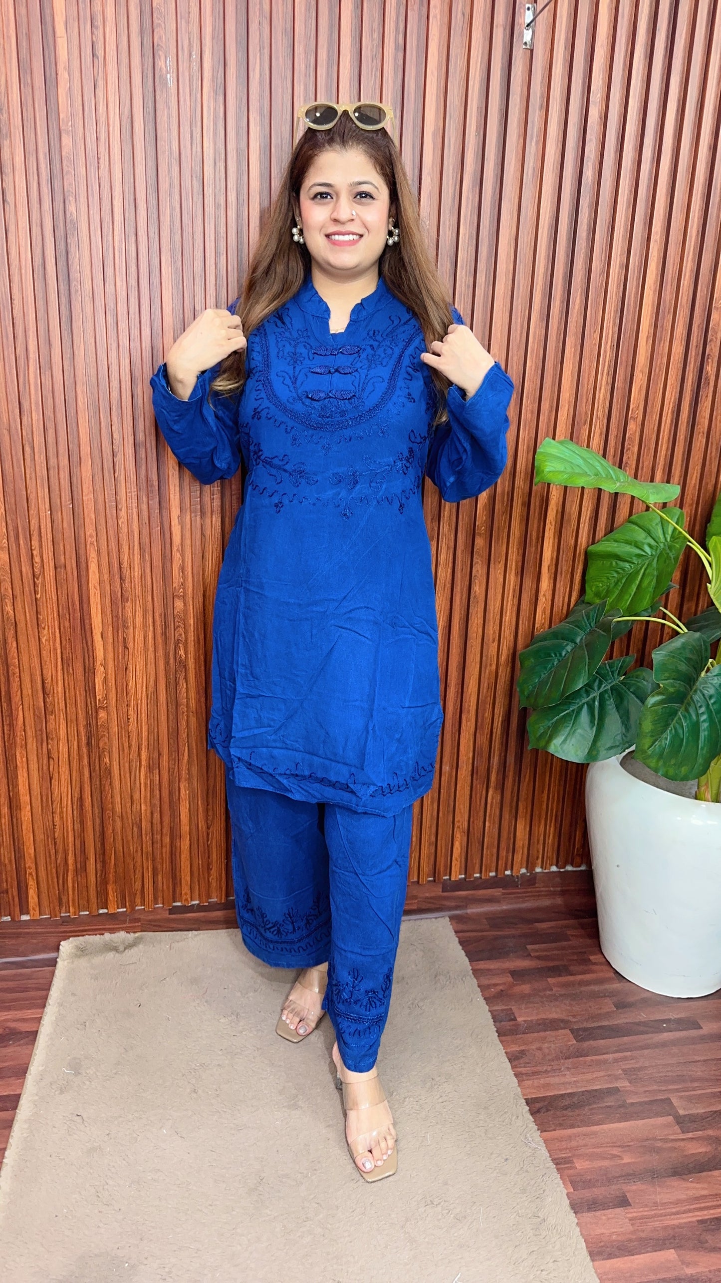 Premium cotton marble Lakhnavi coord set