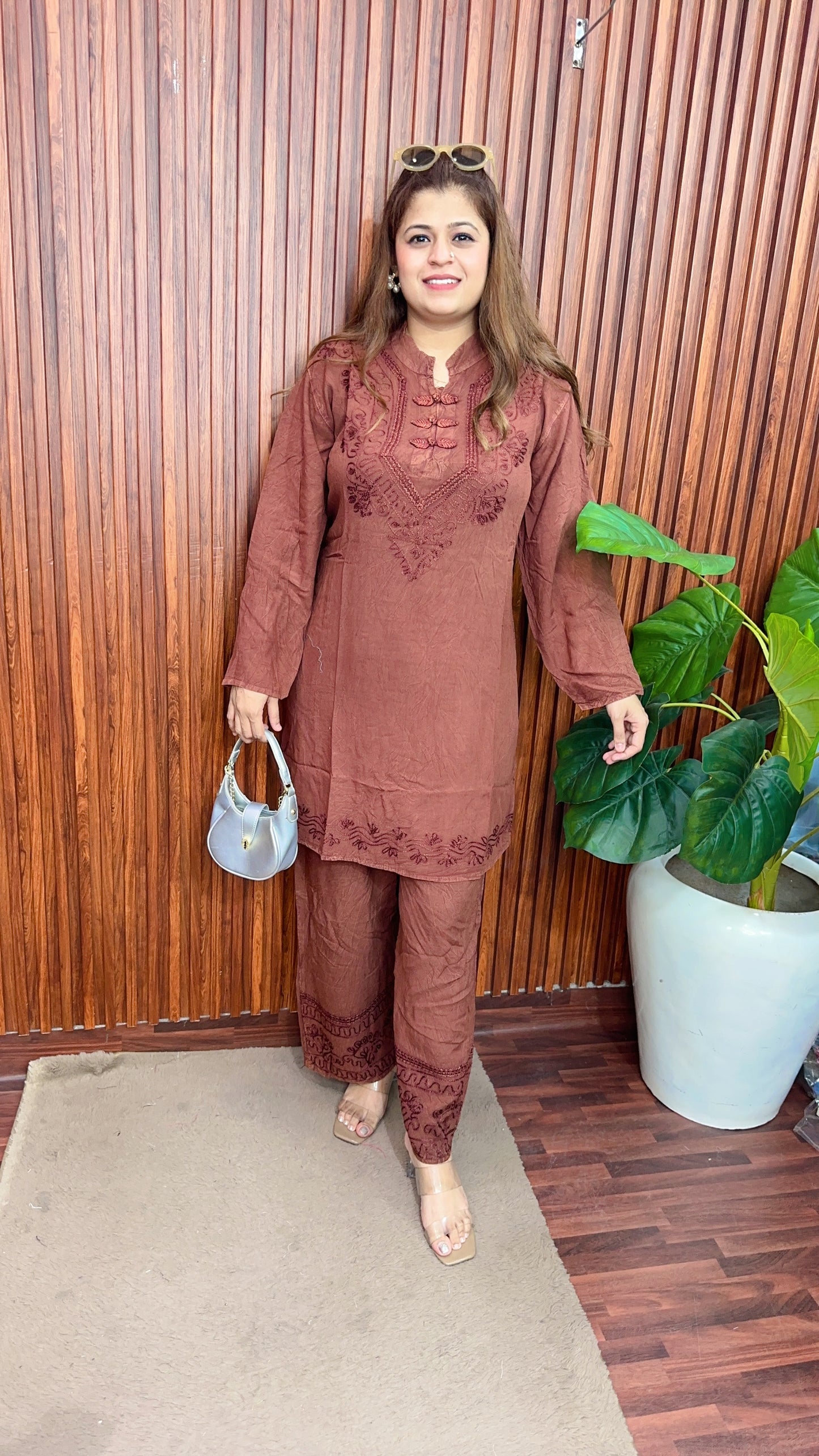 Premium cotton marble Lakhnavi coord set