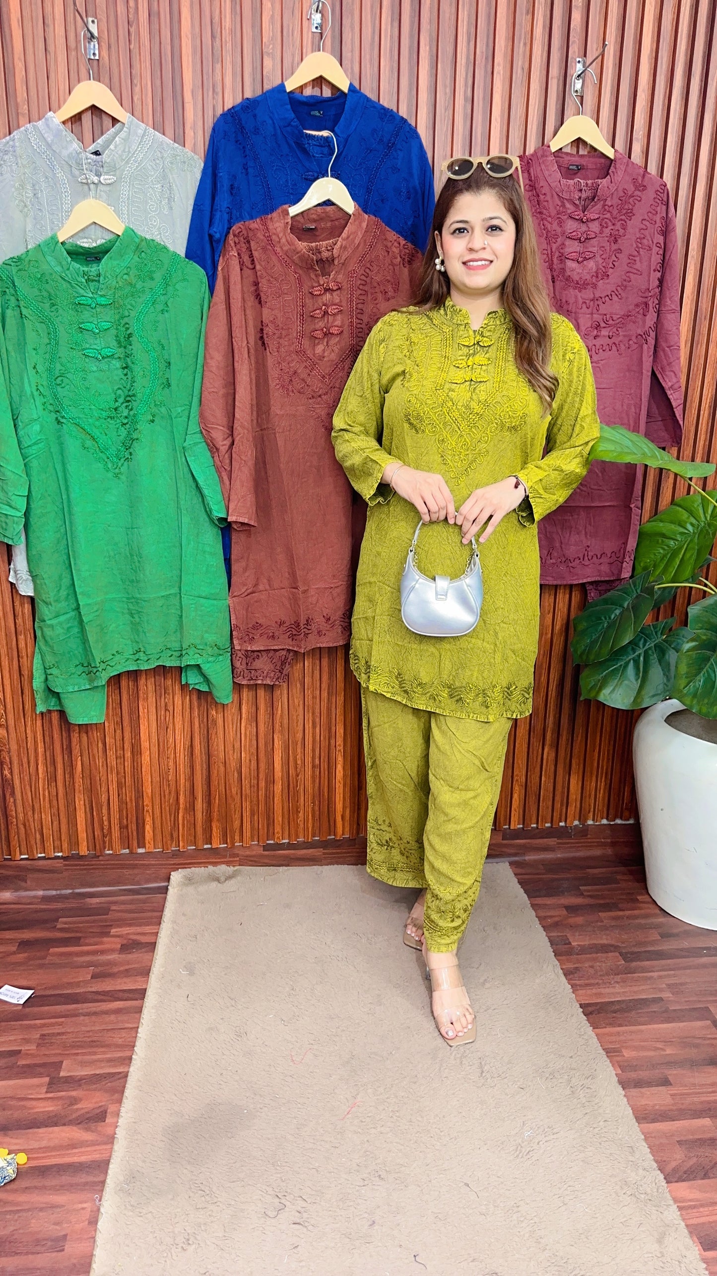 Premium cotton marble Lakhnavi coord set