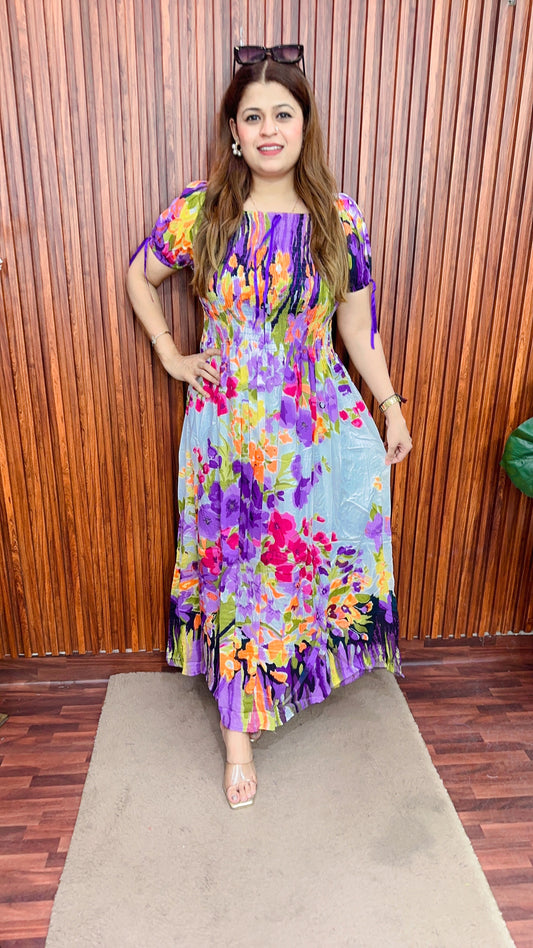 Floral Daisy Long Bobbin dress