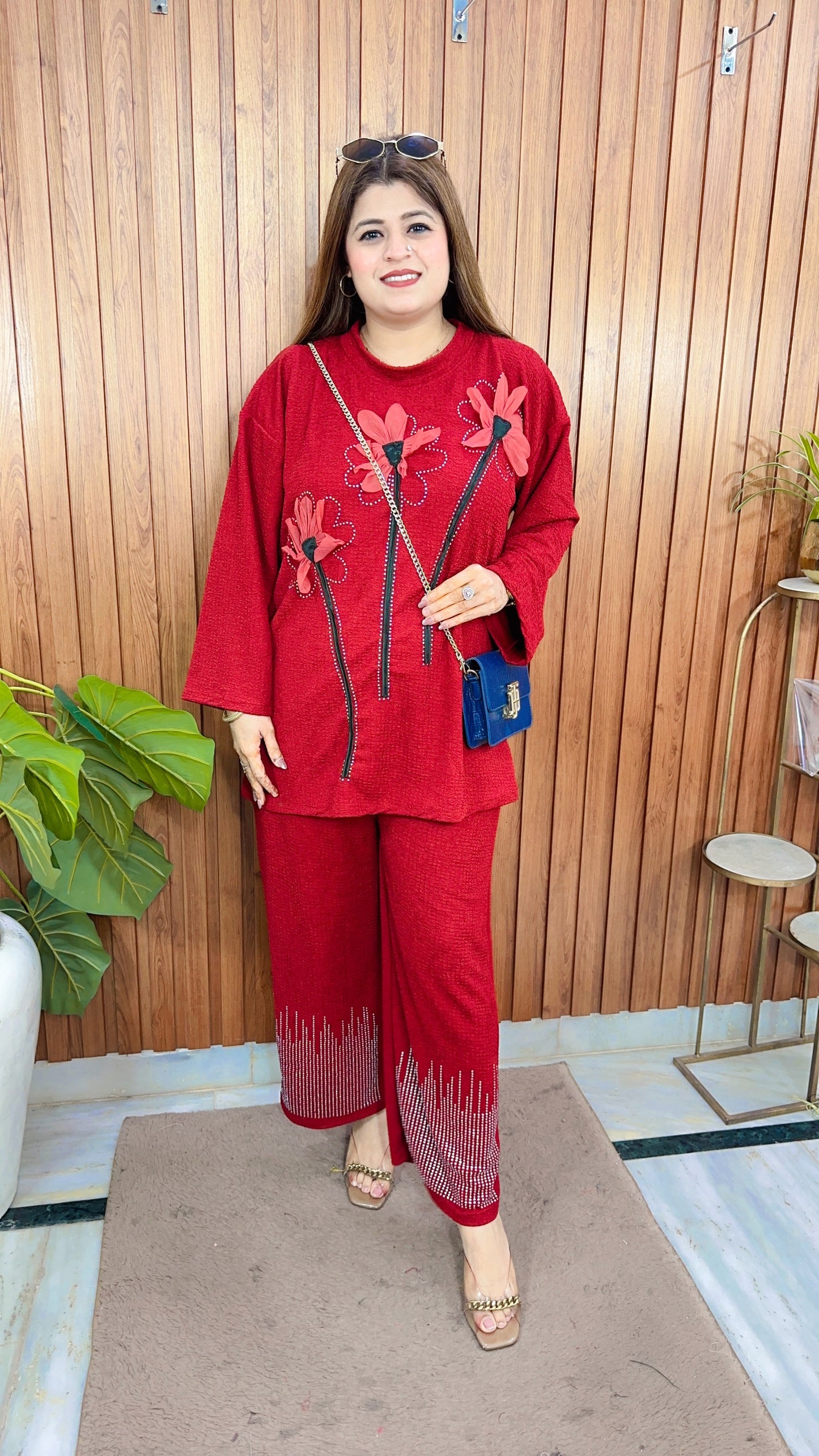 Embose Flower Servoski Coord Set