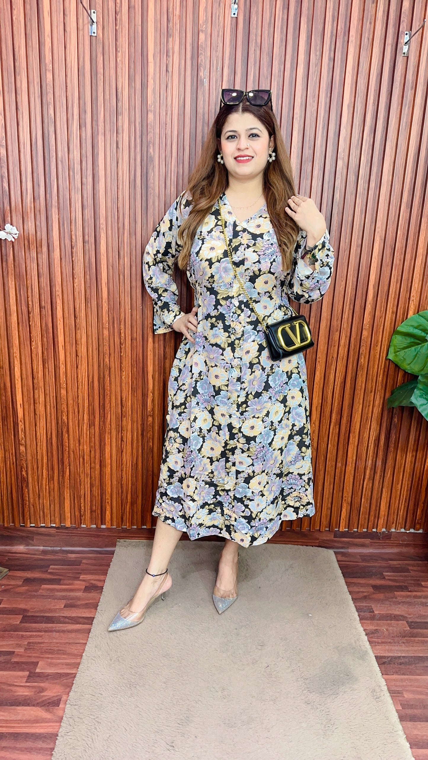 A line cotton printed maxi